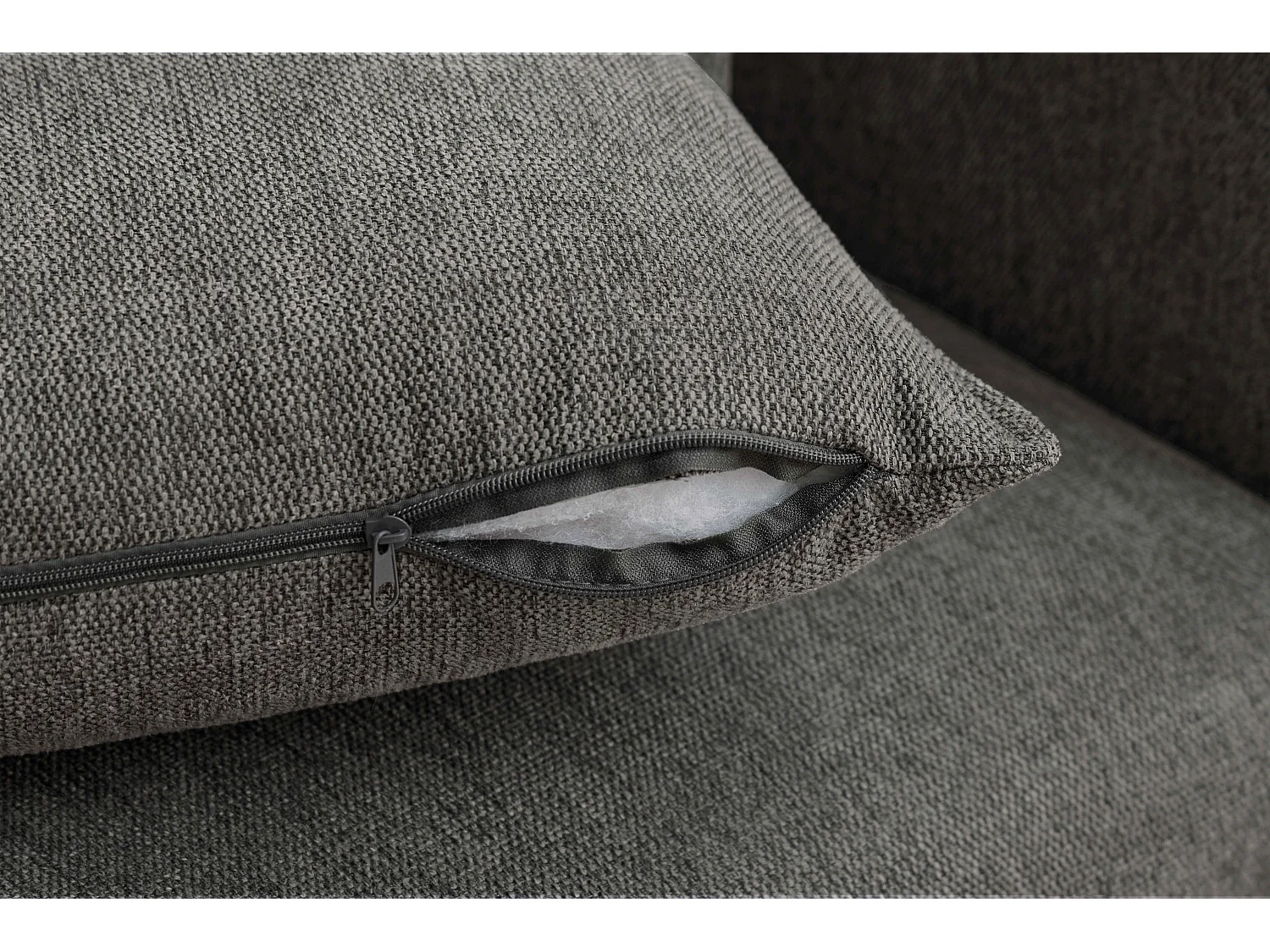 Fauteuil relax gris en chenille, avec repose-pieds et rangement intégré, design scandinave