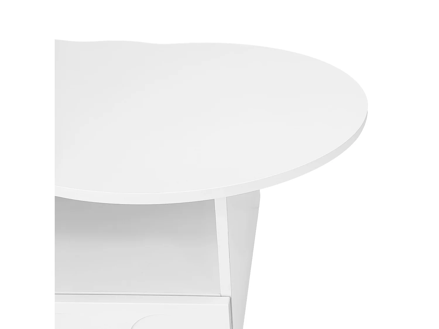Table basse nuage avec tiroirs et rangements, design original, meuble salon scandinave