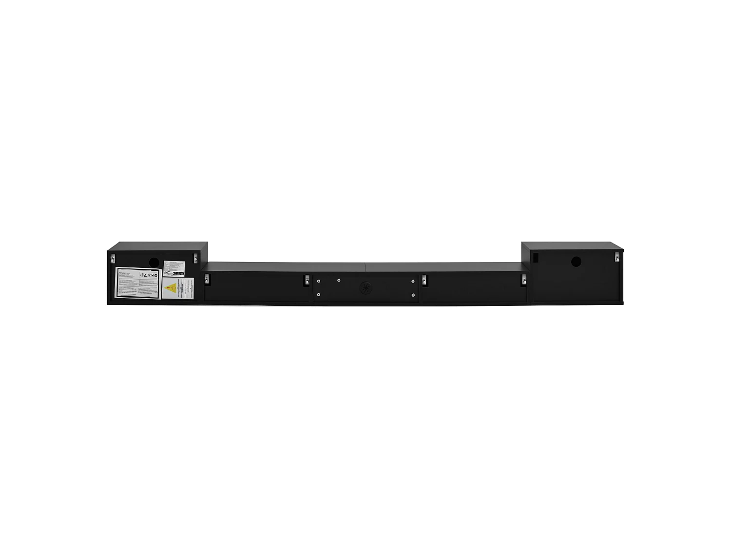 Meuble TV Suspendu 245 x 30 x 26 cm - Portes Brillantes - LED App - Passe-Câbles - panneaux de particules et MDF - Noir