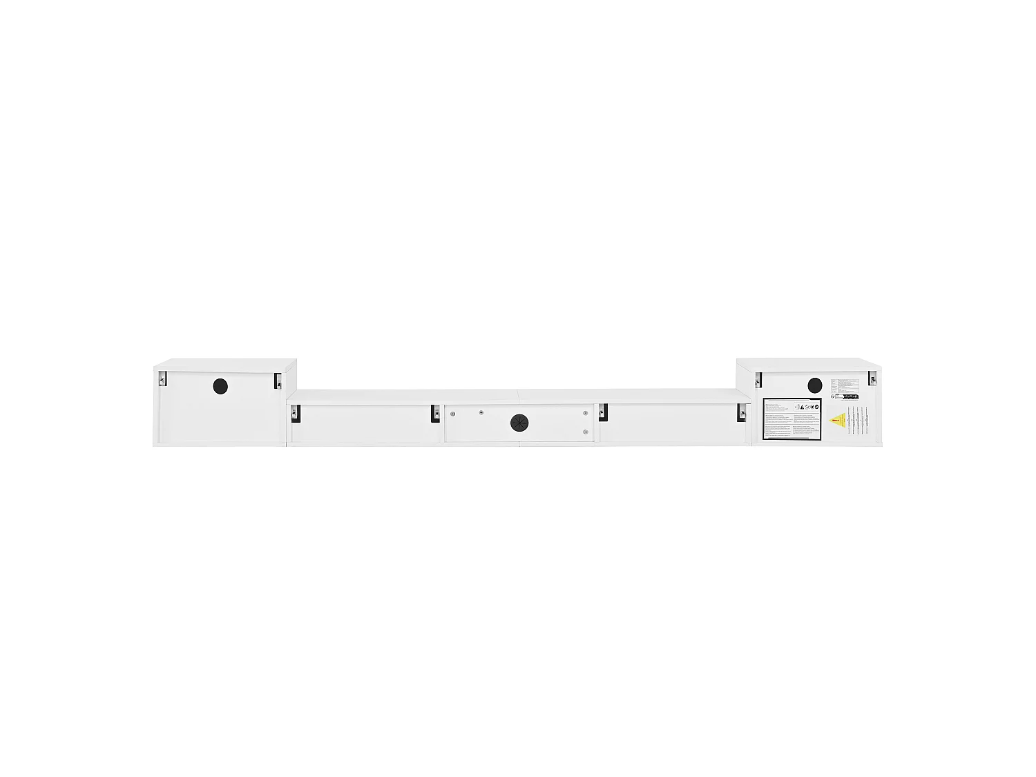 Meuble TV Suspendu 245 x 30 x 26 cm - Portes Brillantes - LED App - Passe-Câbles - panneaux de particules et MDF - Blanc