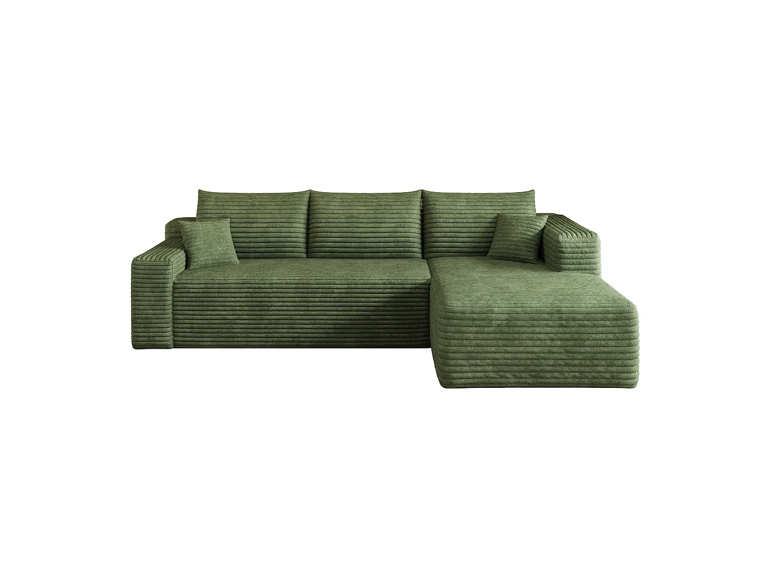 Canapé d'angle en L 241x151x58 cm,design nuage, prêt à l'emploi sans montage, Velours côtelé, Vert