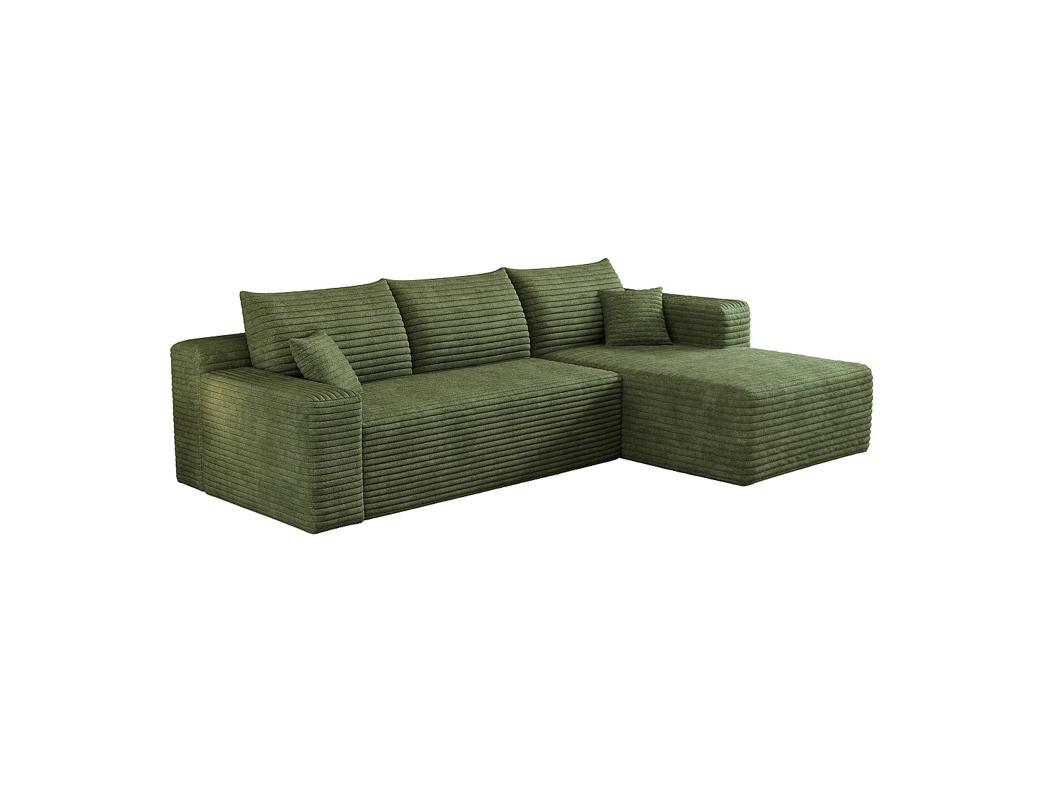 Canapé d'angle en L 241x151x58 cm,design nuage, prêt à l'emploi sans montage, Velours côtelé, Vert