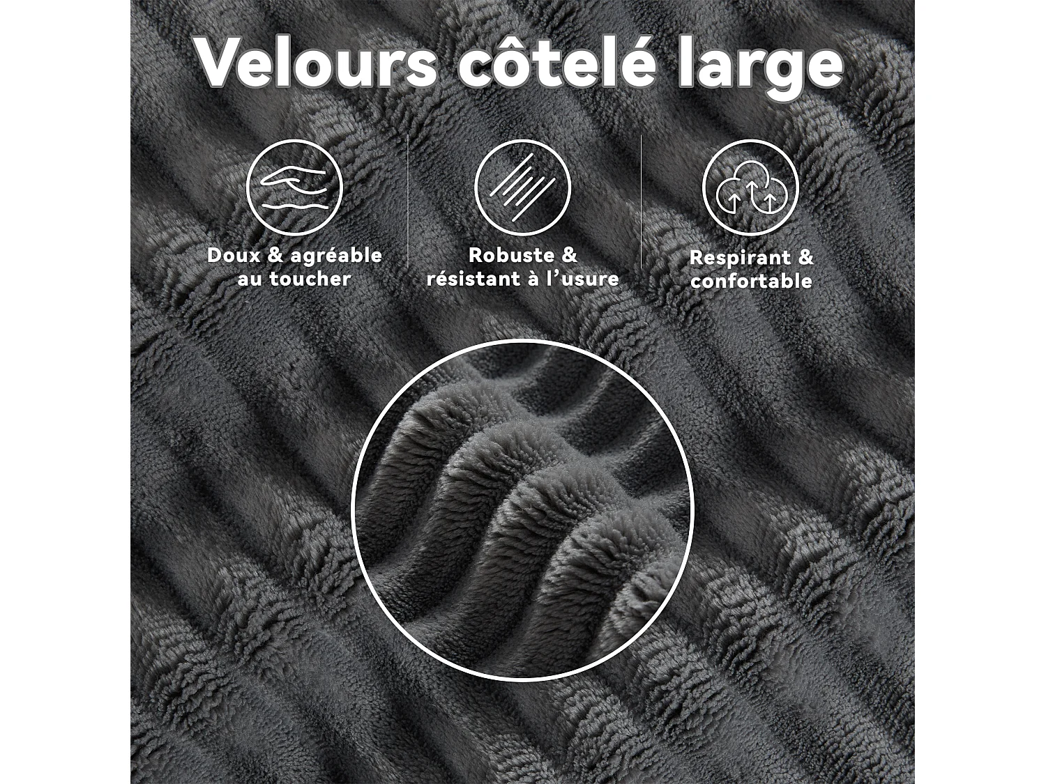 Canapé d’angle convertible 3 places 212x150x98 cm,USB/Type-C, dossier réglable,velours côtelé, gris