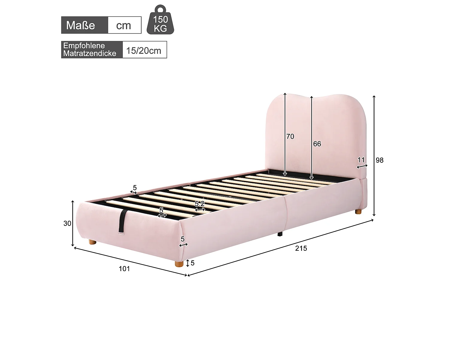 Lit coffre enfant 90x200 cm, lit hydraulique simple, lit avec rangement, sommier à lattes, tête de lit rembourrée, lin, gris