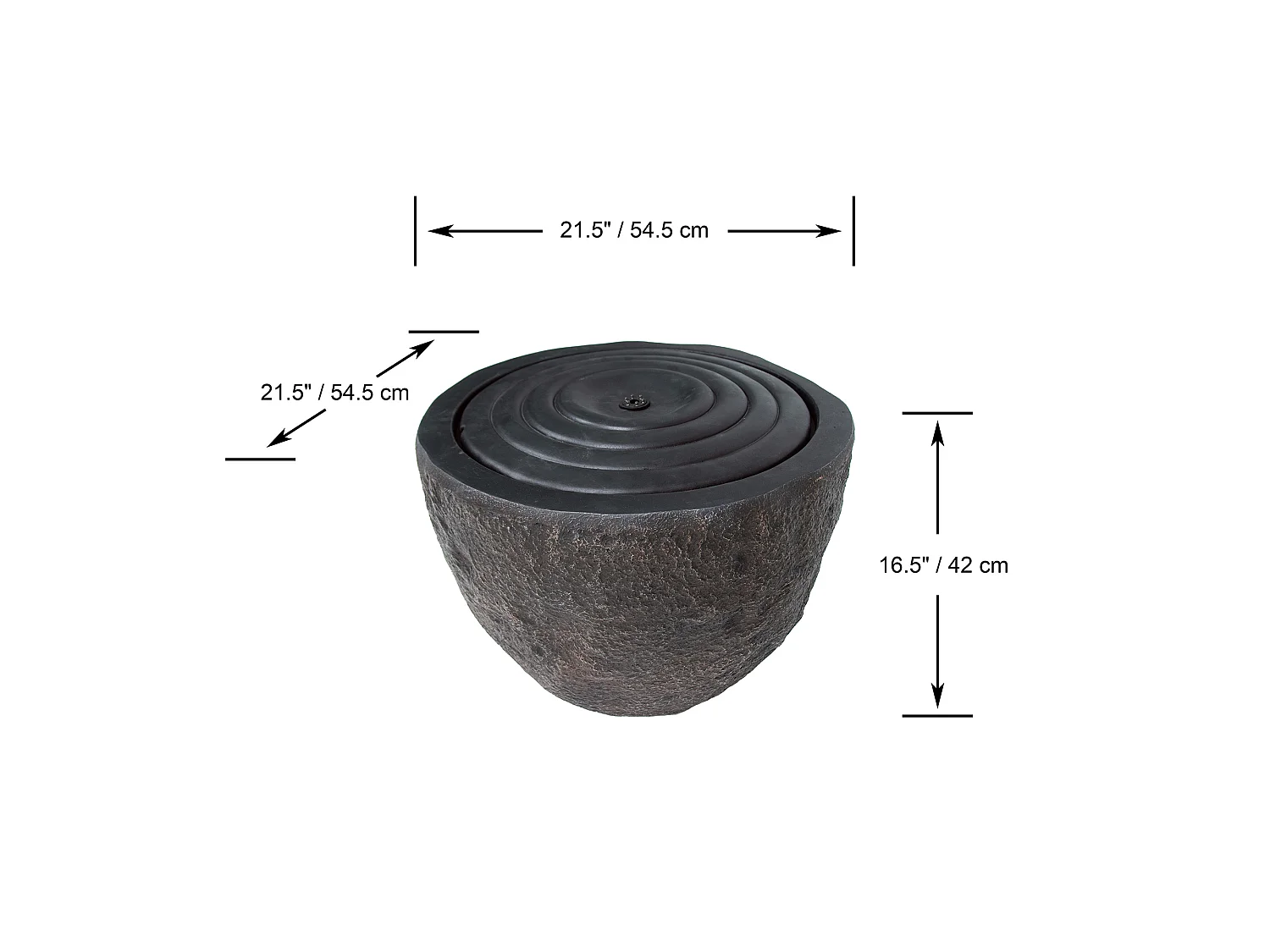 Fontaine aspect pierre Giri S noire, fontaine sur pied avec pompe et LED, 42 cm