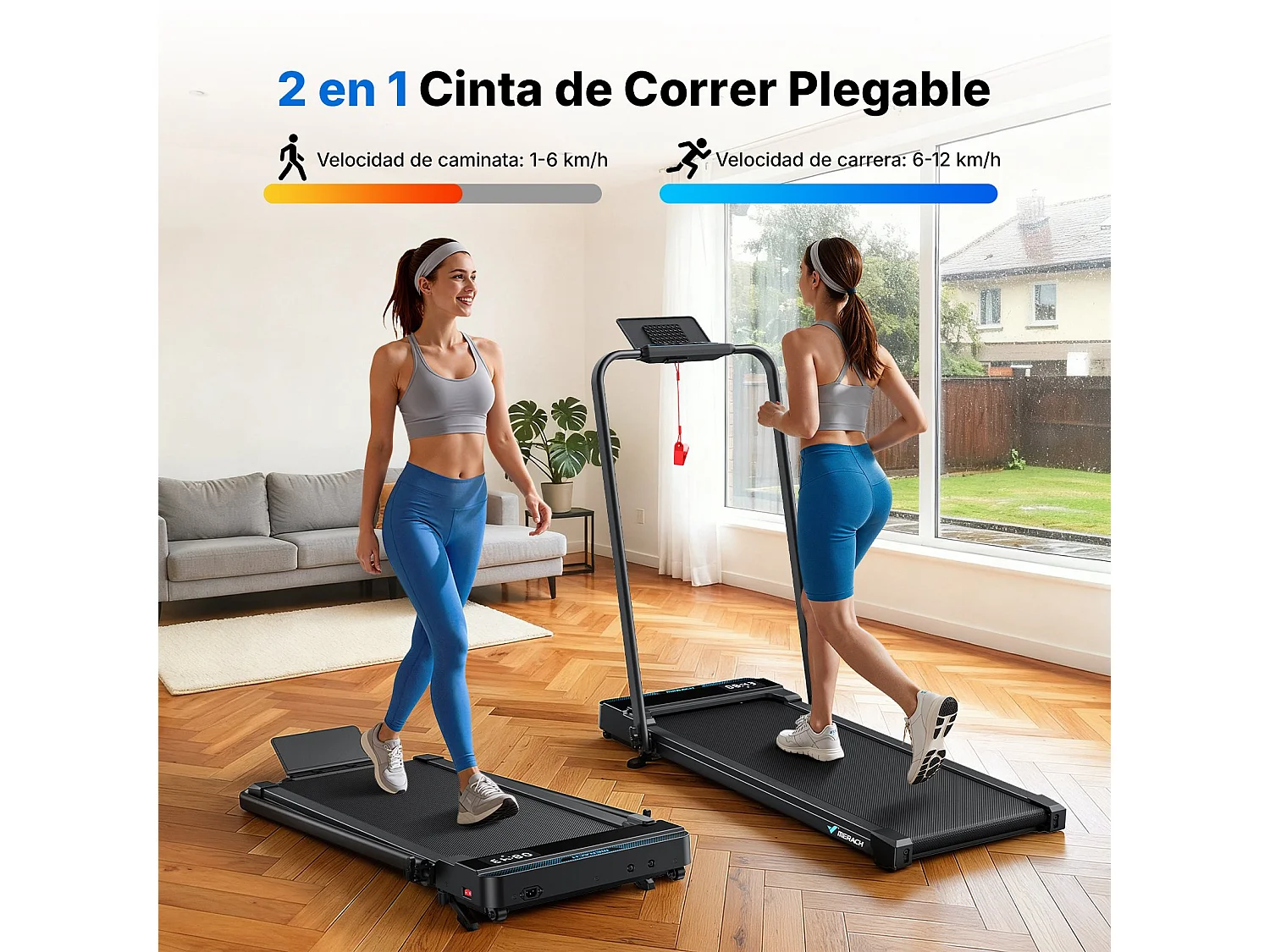 Tapis de course 3-en-1 MERACH avec Bluetooth, écran LED, vitesse 1–12 km/h, inclinaison de 6 %, moteur 3,0 CV, application et télécommande, jusqu'à 136 kg