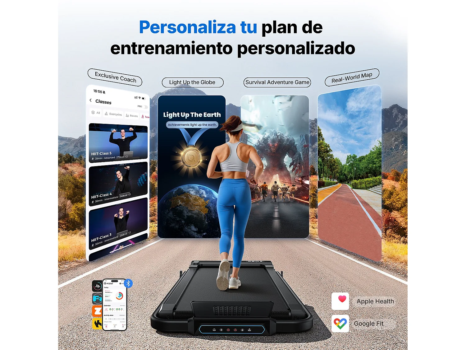 Tapis de course 3-en-1 MERACH avec Bluetooth, écran LED, vitesse 1–12 km/h, inclinaison de 6 %, moteur 3,0 CV, application et télécommande, jusqu'à 136 kg