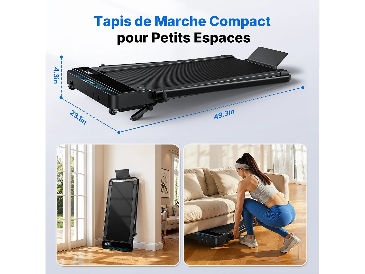 Cinta de correr MERACH 3 en 1 con Bluetooth, pantalla LED, 1–12 km/h, inclinación del 6%, 3.0 HP, compatible con app y control remoto, hasta 136 kg