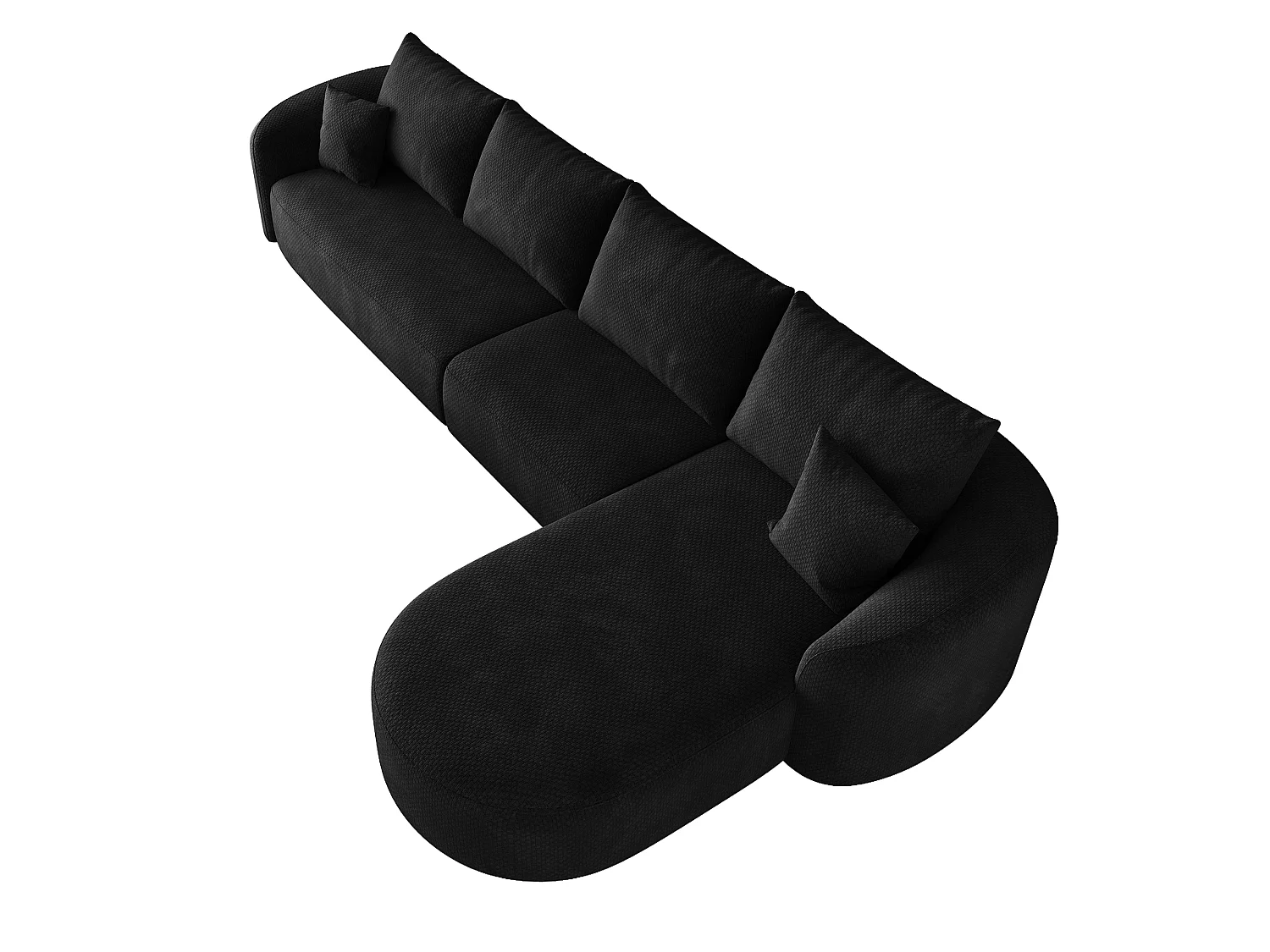 Canapé d’angle fixe 5 places 336x168x85 cm, canapé sans montage avec méridienne droite, mousse, tissu chenille noir
