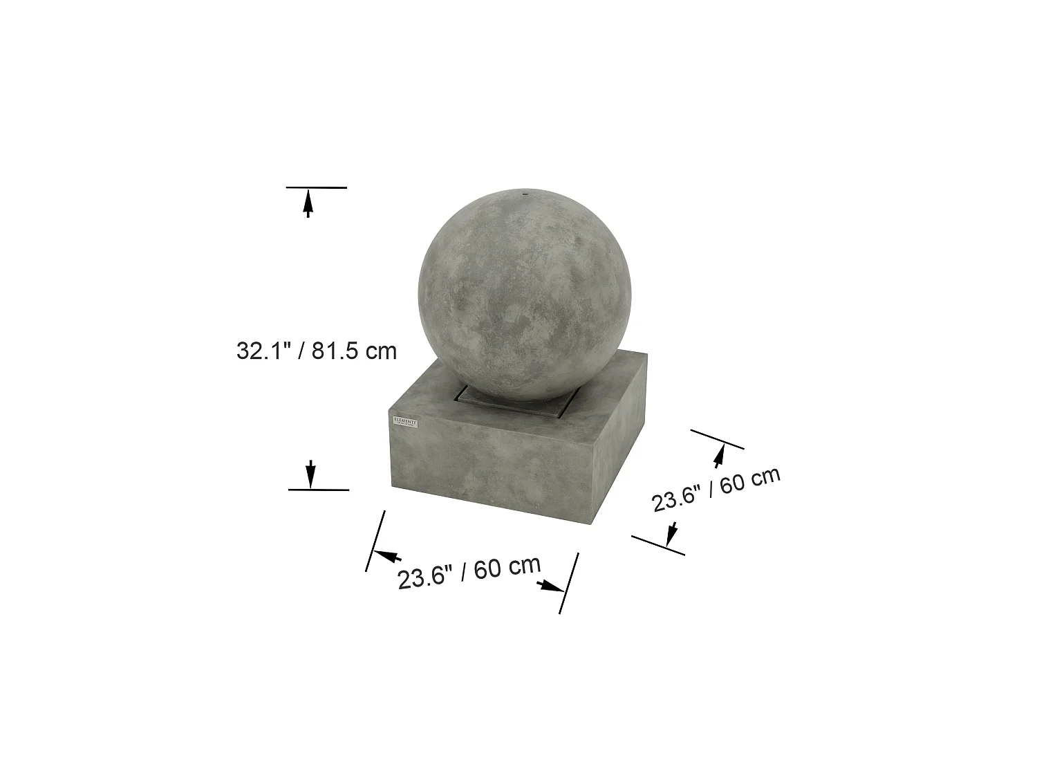 Fontaine boule Amrita Fountain Moon Grey, fontaine sur pied avec pompe, 81,5 cm