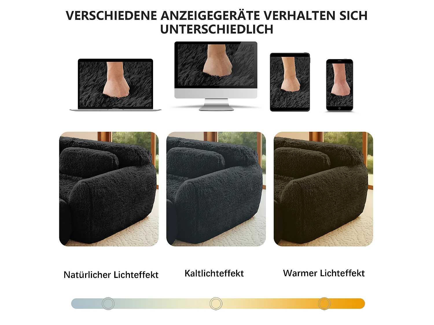 Canapé 2 places en peluche doux 204x104x73cm, modulable et combinable, mousse hautement élastique, base antidérapante, noir