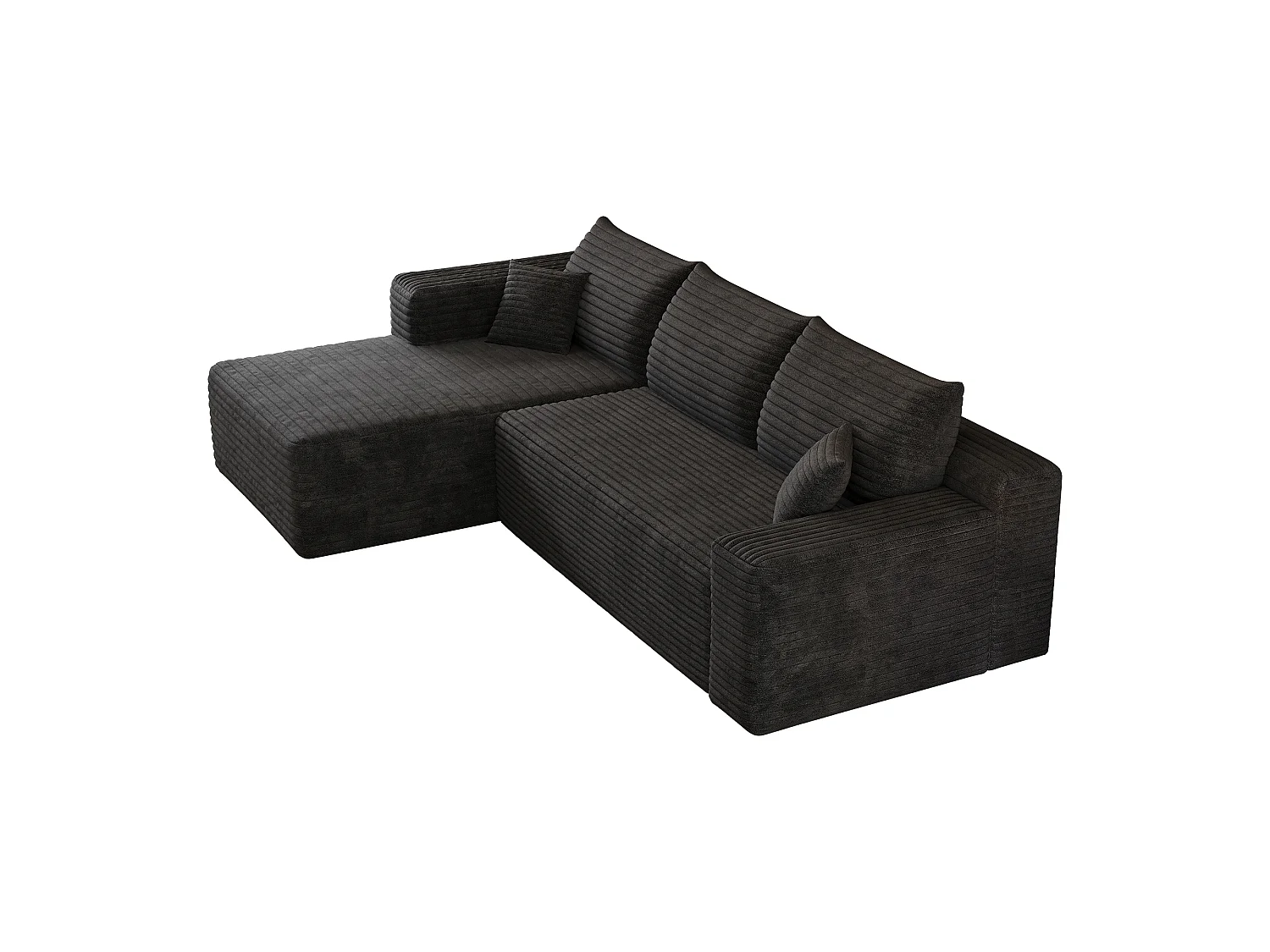 Canapé d’angle L 241x151x58 cm style Cloud, grand confort, assise profonde, canapé salon moderne noir