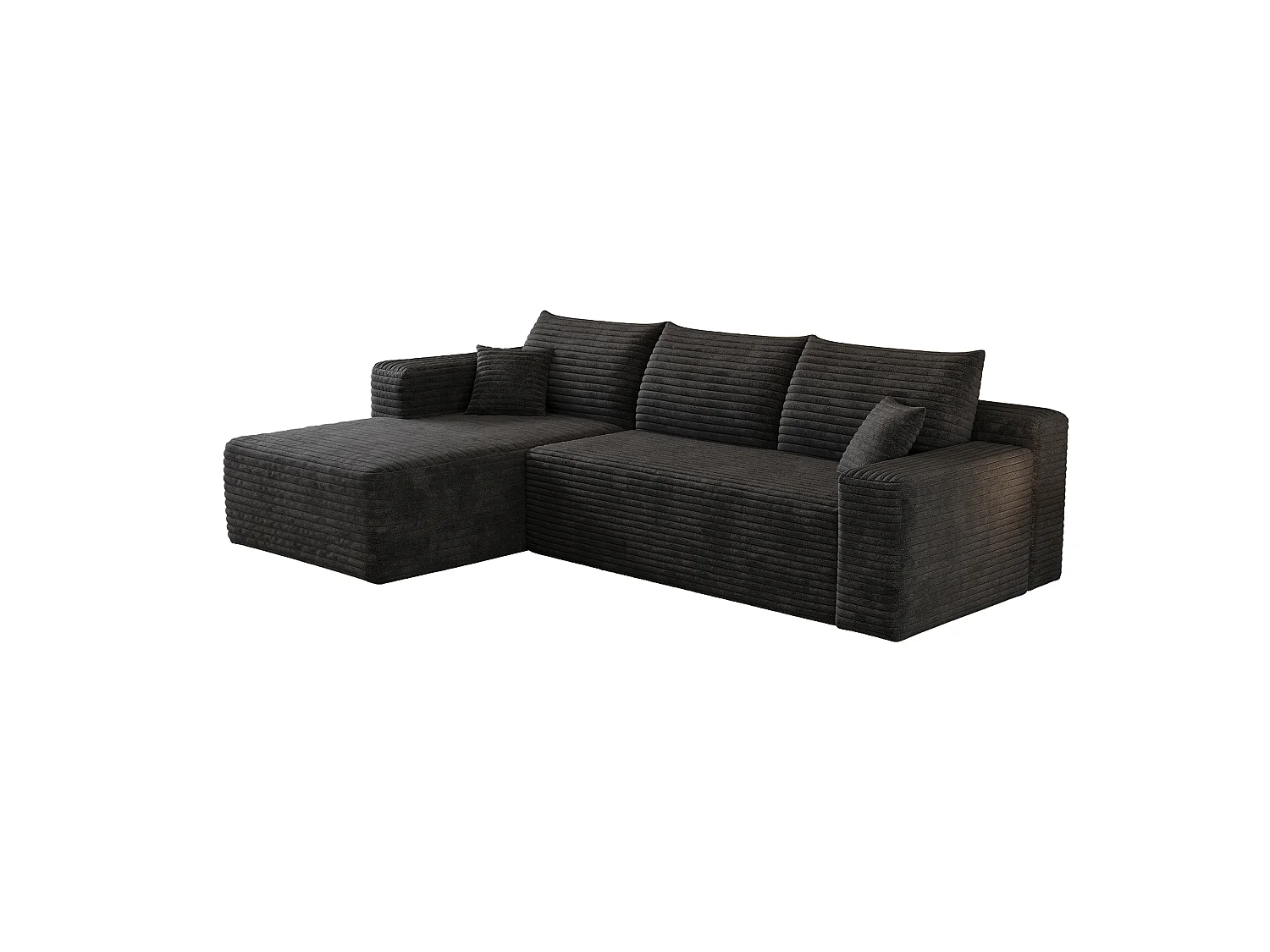 Canapé d’angle L 241x151x58 cm style Cloud, grand confort, assise profonde, canapé salon moderne noir