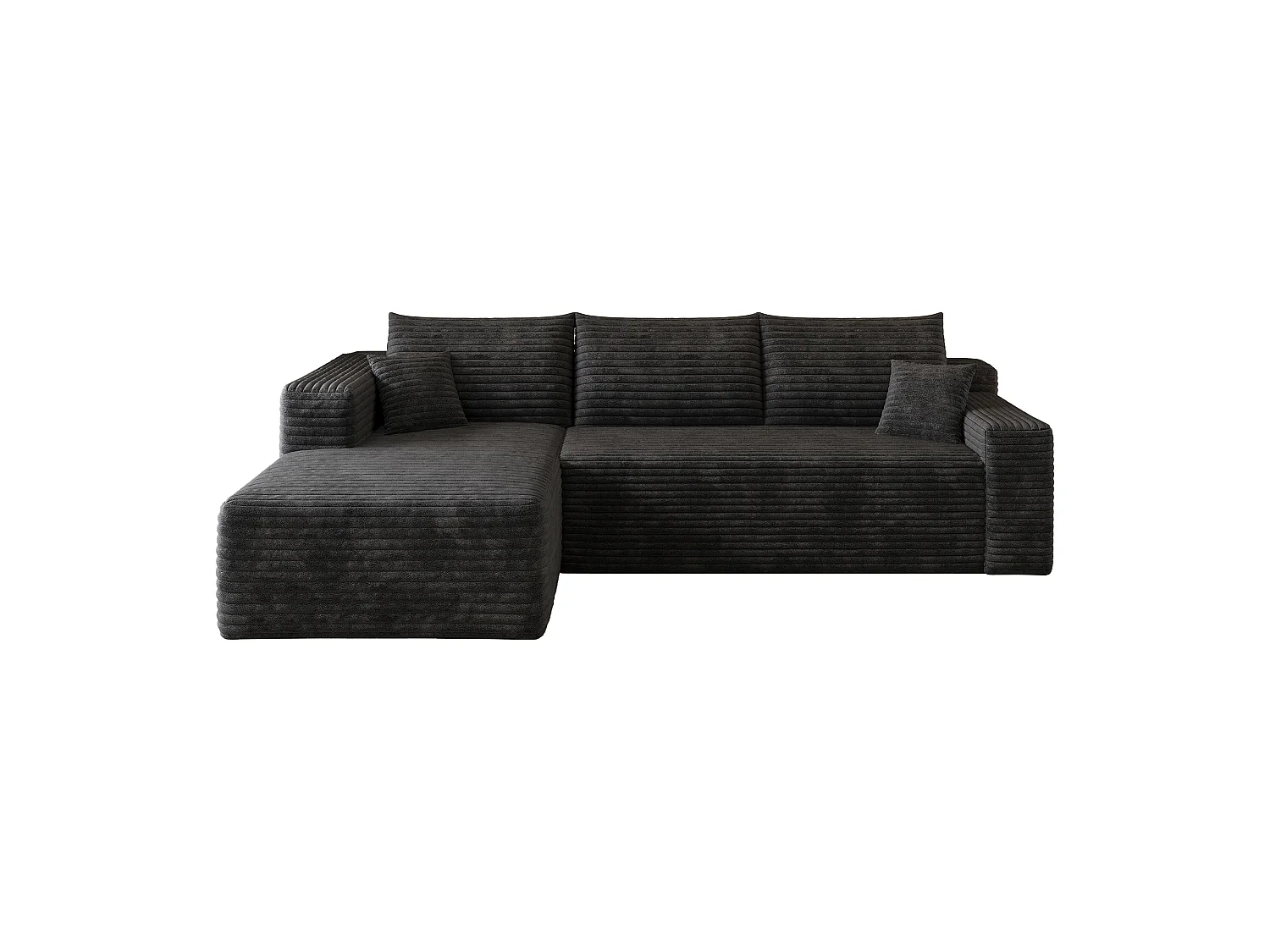 Canapé d’angle L 241x151x58 cm style Cloud, grand confort, assise profonde, canapé salon moderne noir