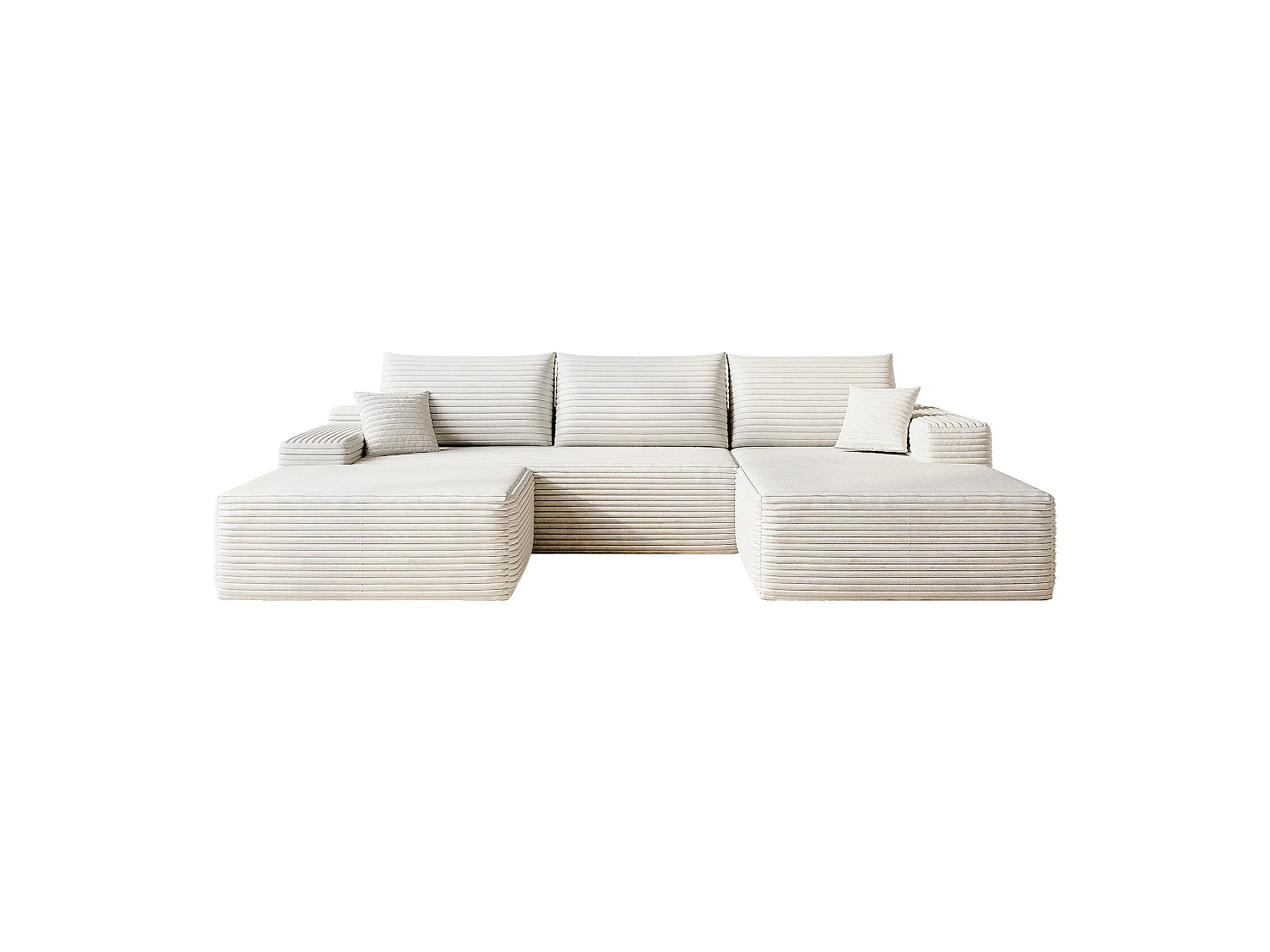 Canapé d'angle modulable 270x175x83 cm en L - mousse sans montage avec assise profonde et méridienne - Velours côtelé - blanc