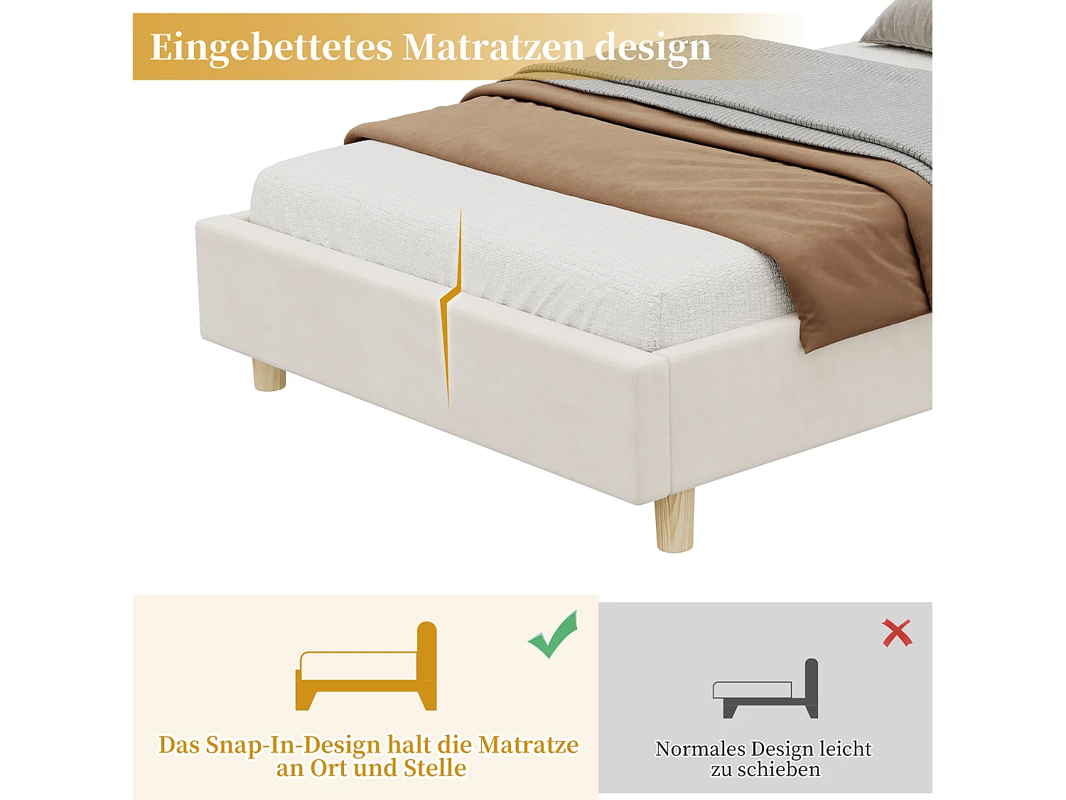 Lit enfant rembourré 90x200cm avec sommier à lattes,tête de lit avec USB, Type-C et liseuse LED, velours, Beige