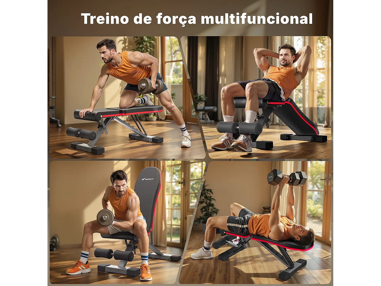 MERACH Halterbank Verstelbaar - Fitnessbank Inklapbaar voor Thuis - Max 450 kg Belastbaar - 72 Posities Trainingsbank Home Gym - Zwart