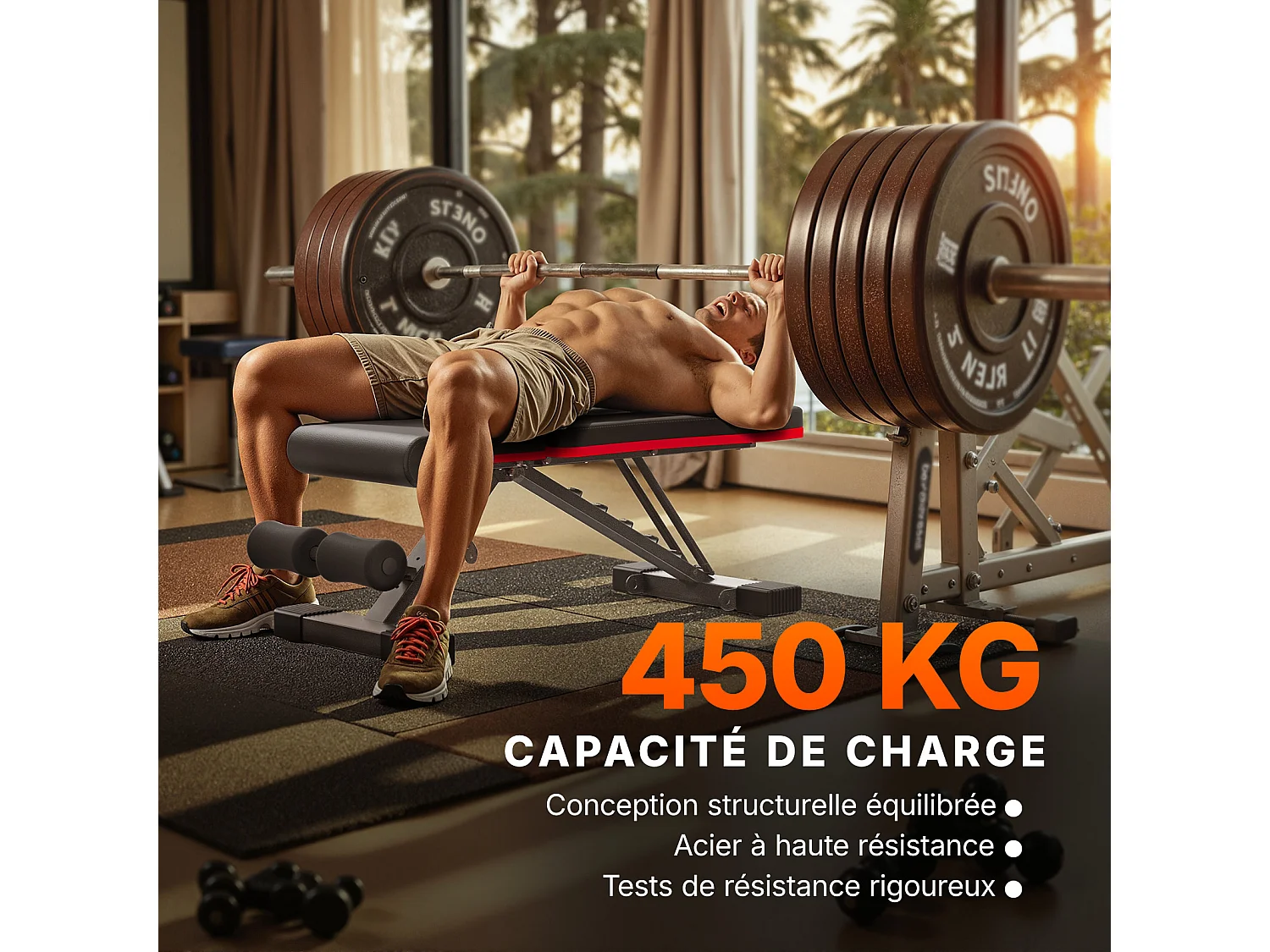 Banc de Musculation Pliable - Merach - 450 Kg - Banc d'Entraînement Multifonctionnel avec 72 Positions d'Ajustement