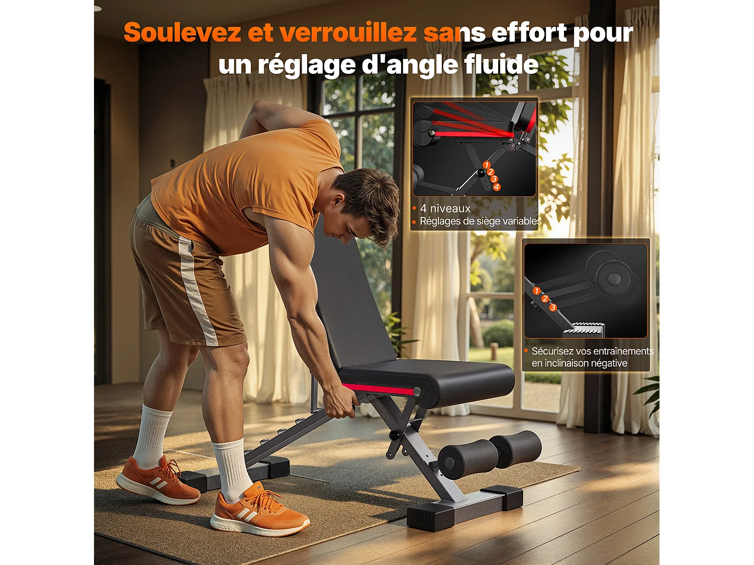Banc de Musculation Pliable - Merach - 450 Kg - Banc d'Entraînement Multifonctionnel avec 72 Positions d'Ajustement