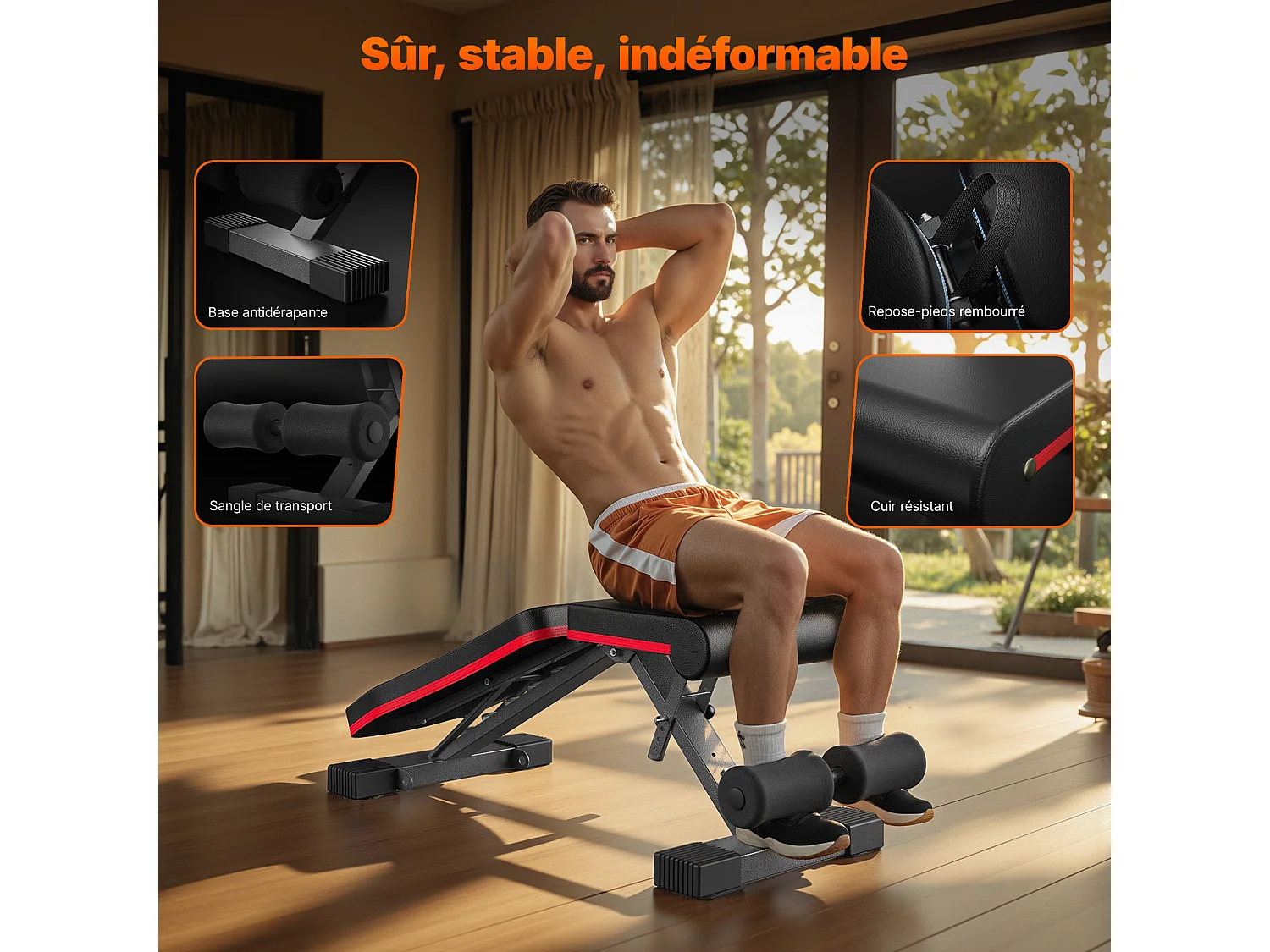 Banc de Musculation Pliable - Merach - 450 Kg - Banc d'Entraînement Multifonctionnel avec 72 Positions d'Ajustement