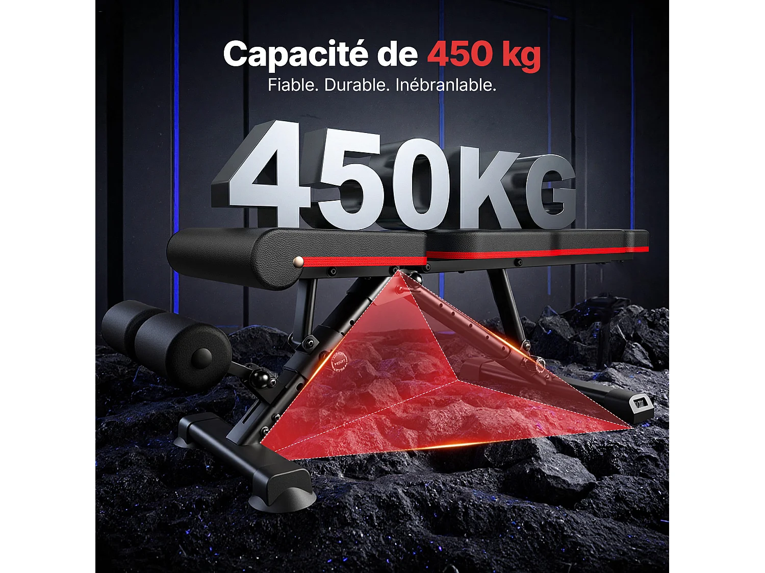 Banco de pesas plegable MERACH, 108 posiciones de entrenamiento, respaldo extendido con reposacabezas, para uso en gimnasio doméstico, capacidad 450kg