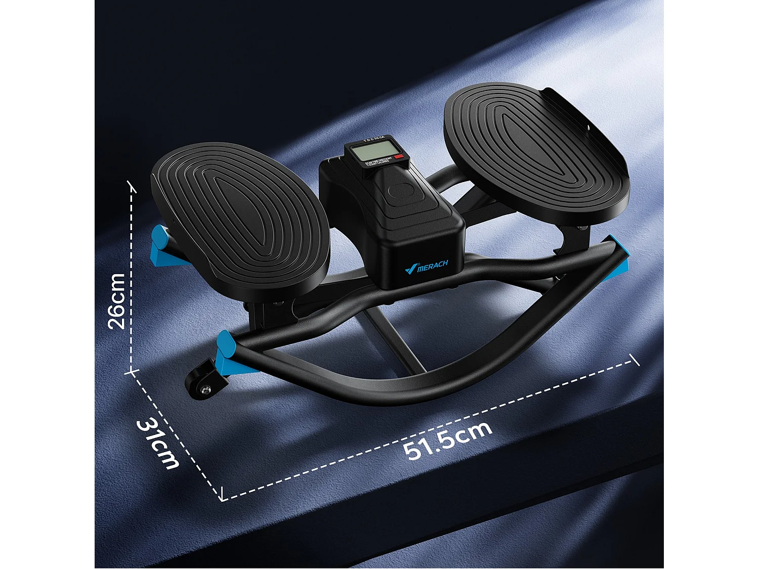 MERACH Side Stepper met Weerstandsbanden - 3D Twist Stepper - Max 150kg Belastbaar - Inclusief LCD-Display - Fitness Mini Stepper Thuis