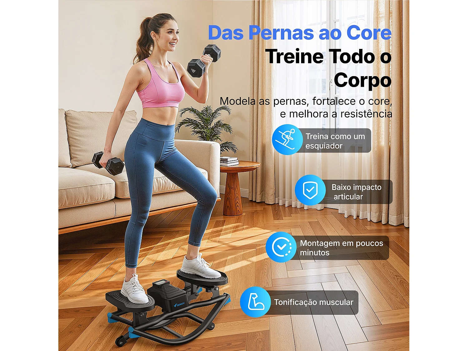 MERACH Side Stepper met Weerstandsbanden - 3D Twist Stepper - Max 150kg Belastbaar - Inclusief LCD-Display - Fitness Mini Stepper Thuis