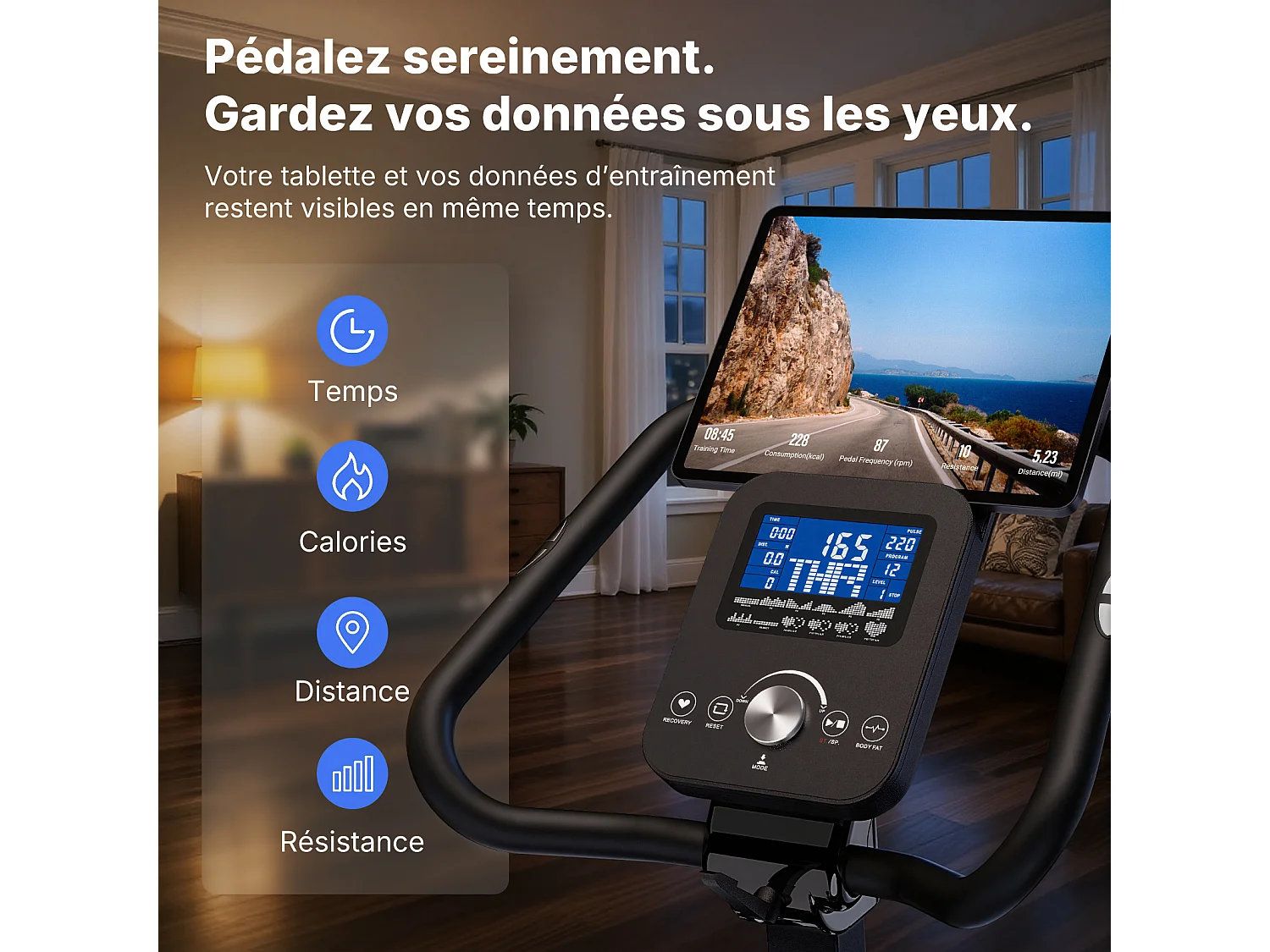 MERACH Hometrainer Fiets met Rugleuning - Ergometer - 16-traps Automatische Weerstand - Bluetooth & App - Inclusief 2 Weerstandsbanden