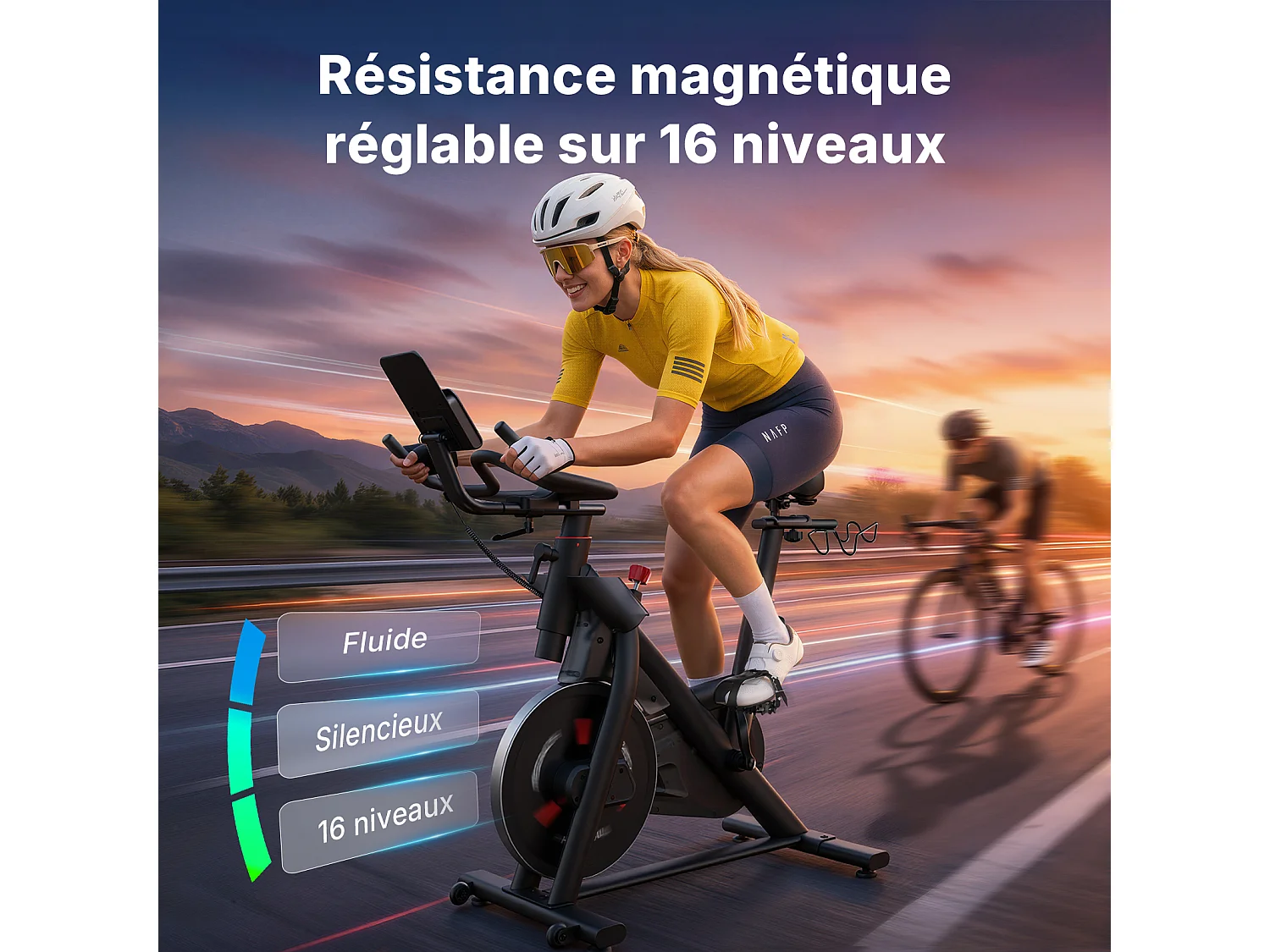 MERACH Hometrainer fiets - 16 verstelbare stil magnetische weerstandfitness - Bluetooth LCD-display - tablethouder - 10 kg vliegwiel - Tot 158 kg