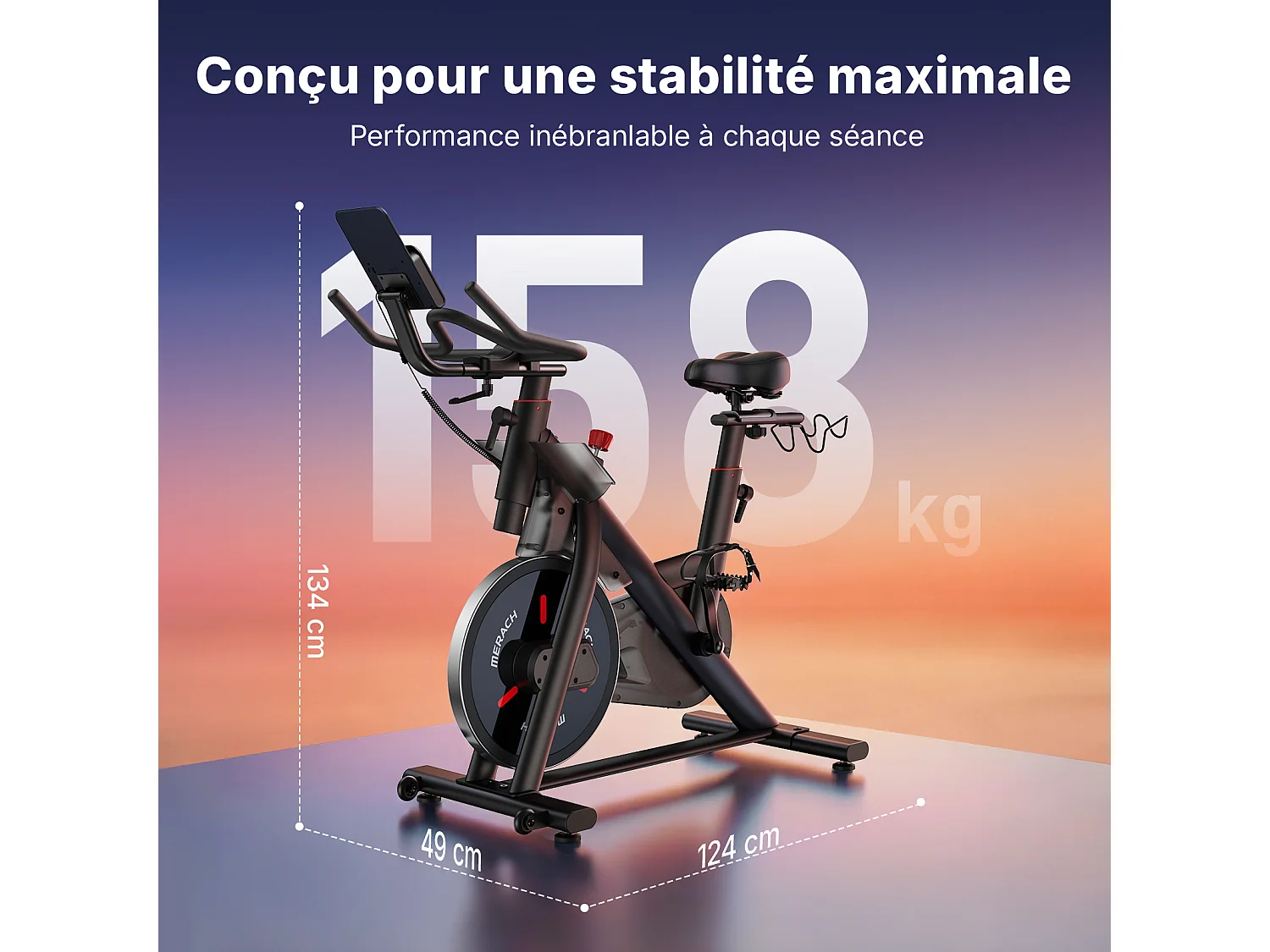 MERACH Hometrainer fiets - 16 verstelbare stil magnetische weerstandfitness - Bluetooth LCD-display - tablethouder - 10 kg vliegwiel - Tot 158 kg