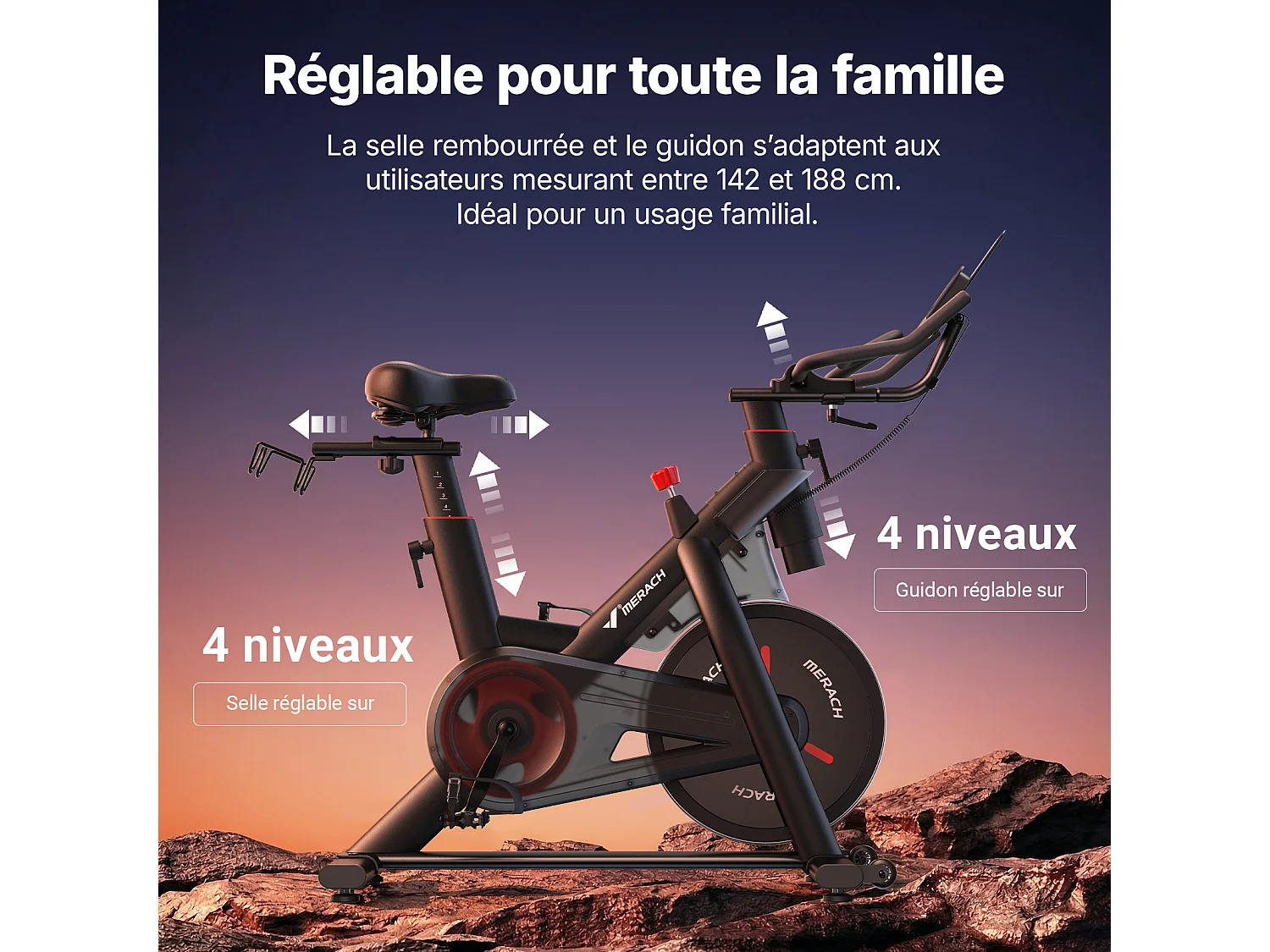 MERACH Hometrainer fiets - 16 verstelbare stil magnetische weerstandfitness - Bluetooth LCD-display - tablethouder - 10 kg vliegwiel - Tot 158 kg