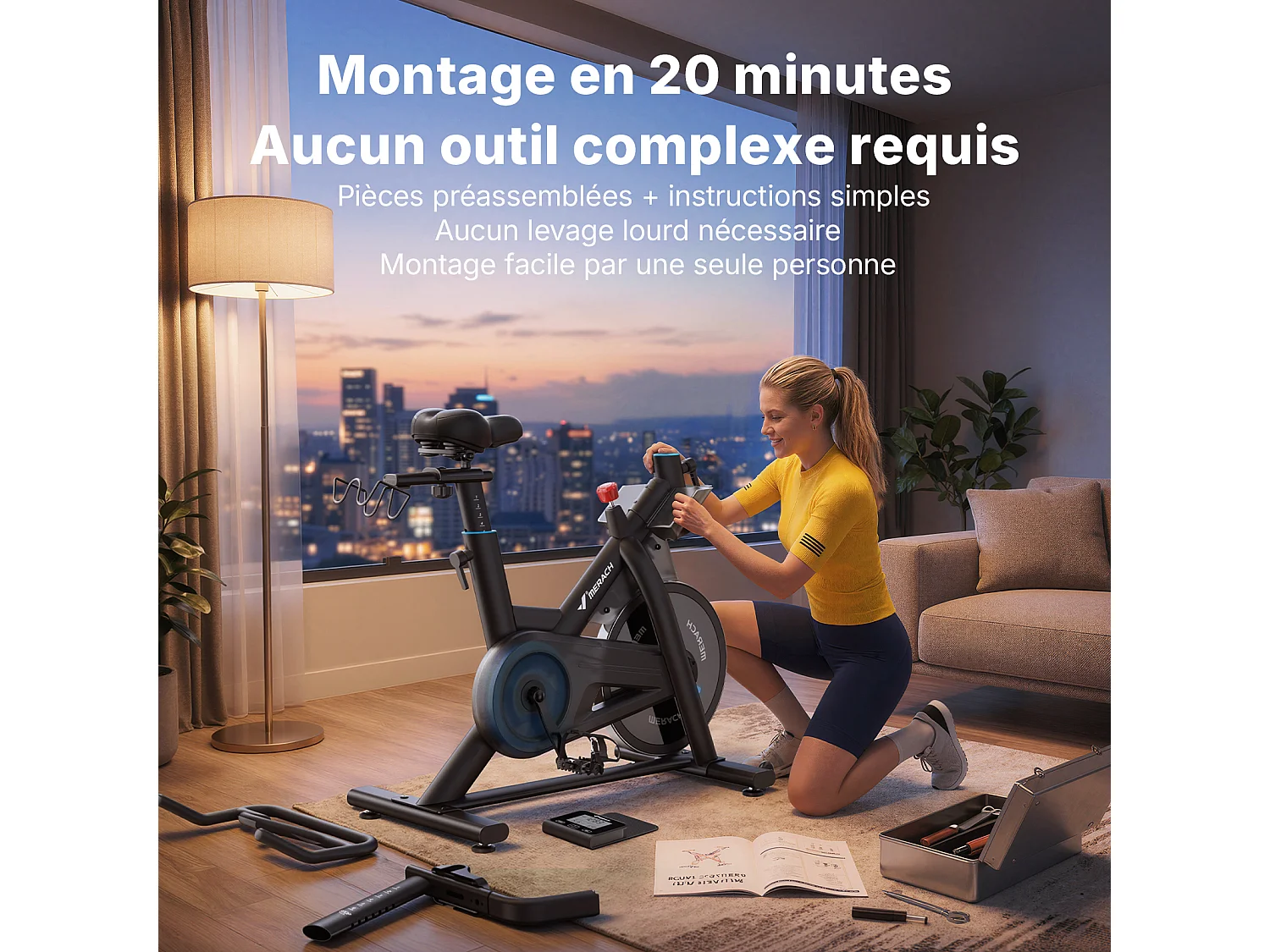 MERACH Hometrainer fiets - 16 verstelbare stil magnetische weerstandfitness - Bluetooth LCD-display - tablethouder - 10 kg vliegwiel - Tot 158 kg
