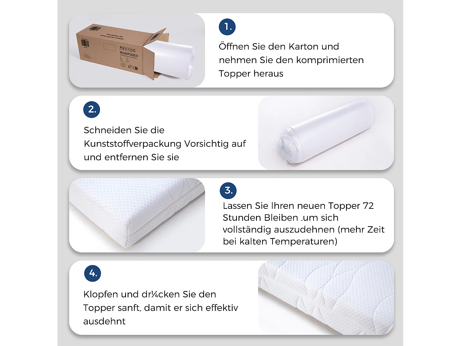 Matelas 90x200 cm, matelas 1 personne ferme H3, ressorts ensachés, 7 zones de confort, 20 cm, certifié OEKO-TEX, blanc