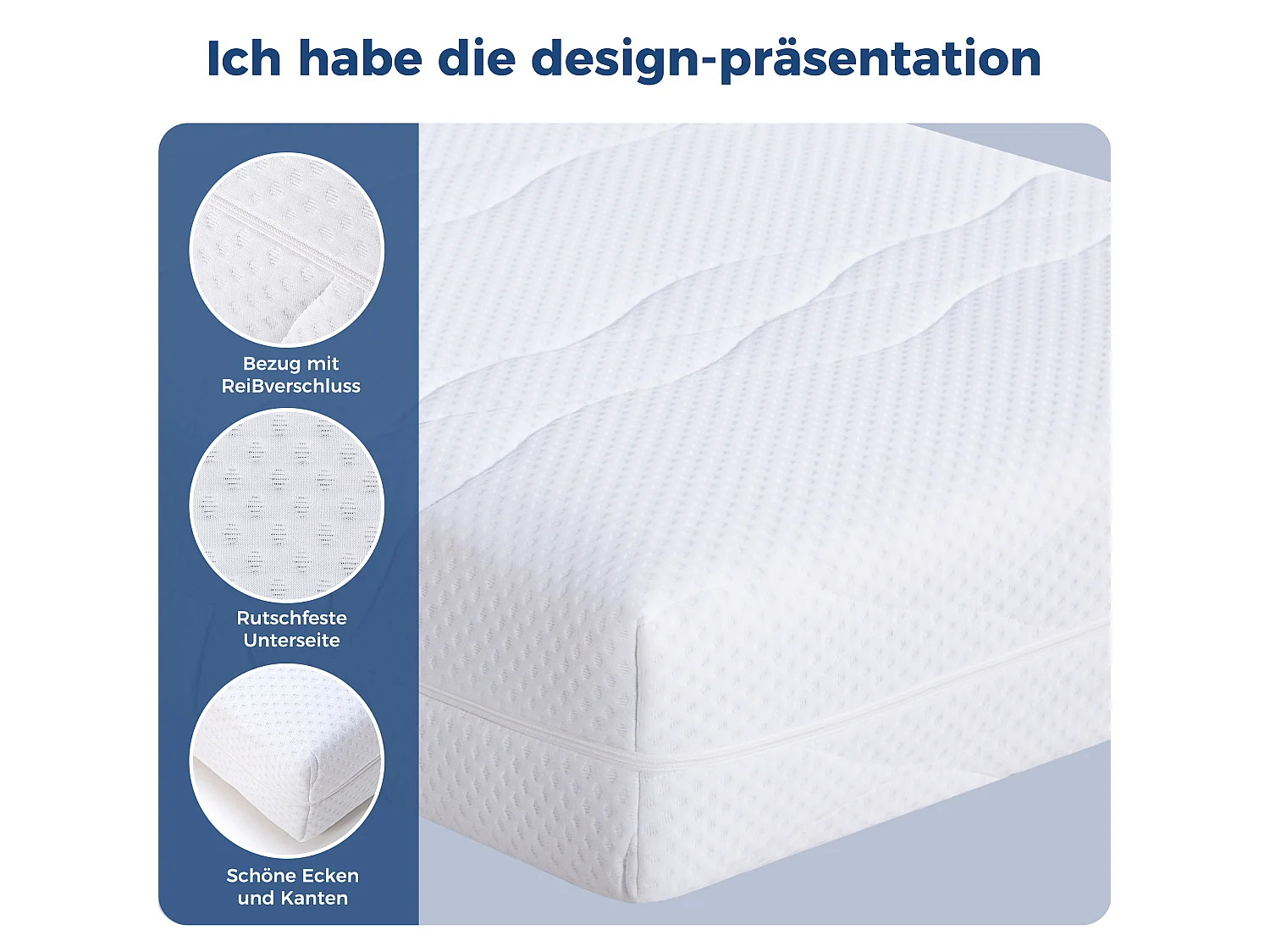 Matelas 90x200 cm, matelas 1 personne ferme H3, ressorts ensachés, 7 zones de confort, 20 cm, certifié OEKO-TEX, blanc