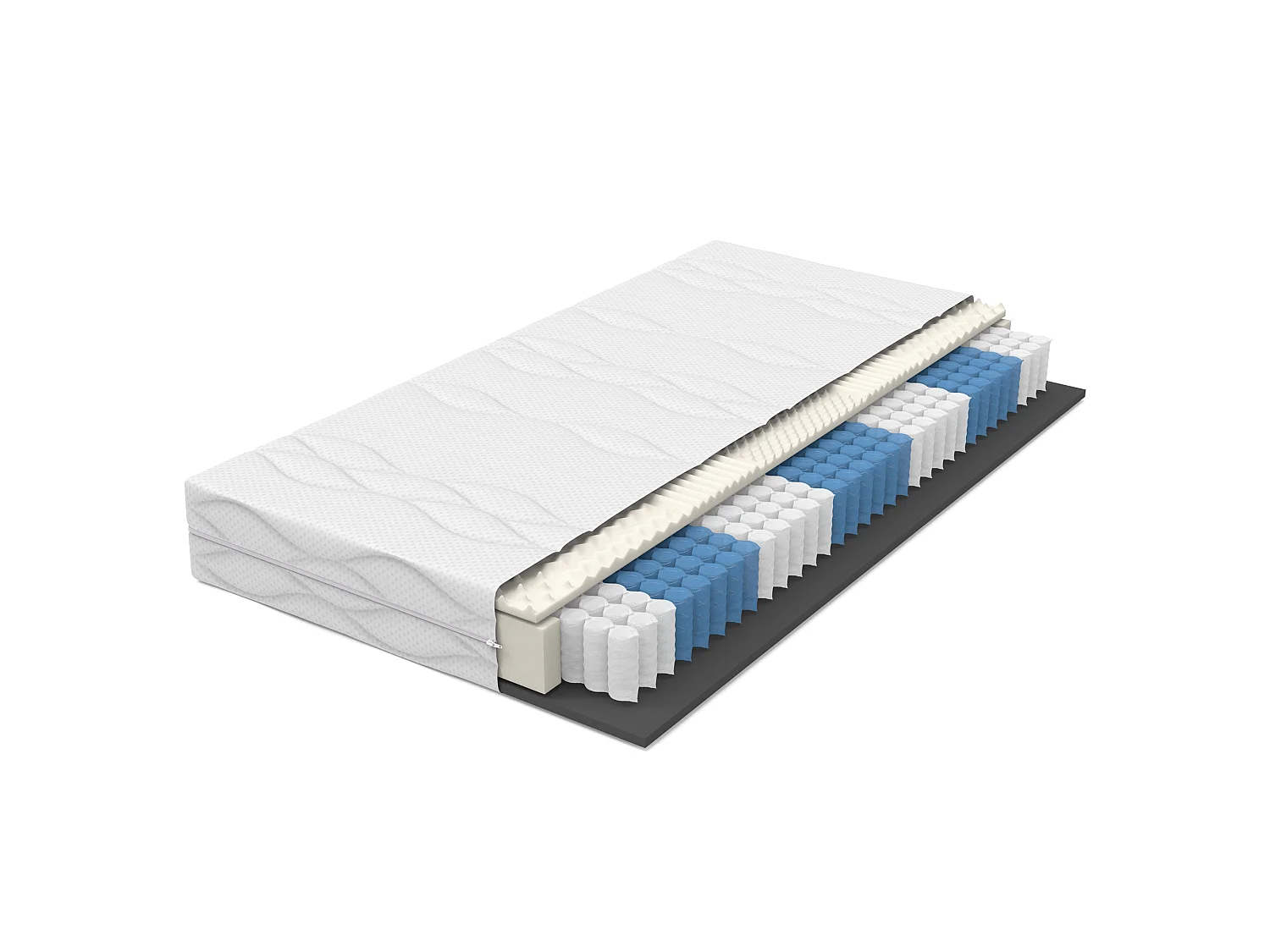Matelas 90x200 cm, matelas 1 personne ferme H3, ressorts ensachés, 7 zones de confort, 20 cm, certifié OEKO-TEX, blanc