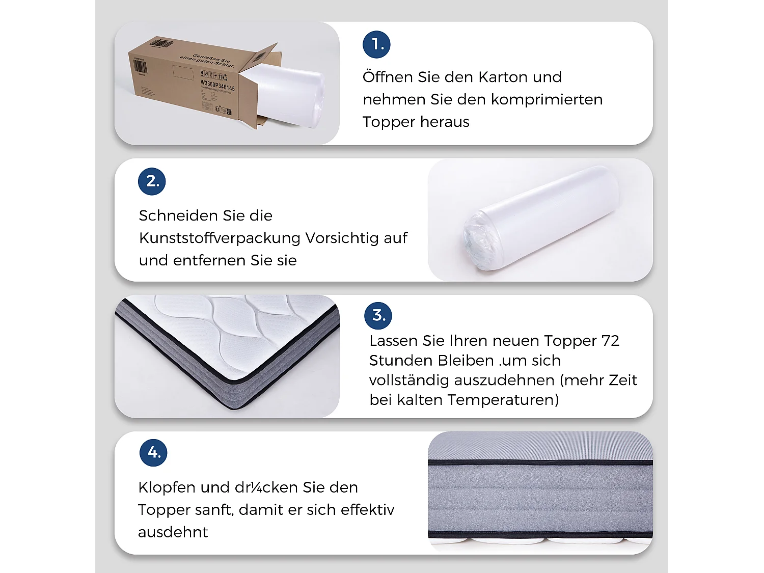 Matelas 140x200 cm, matelas 1 personne ferme H3, 1000 ressorts ensachés, 7 zones, housse Lyocell, 20 cm, OEKO-TEX, blanc