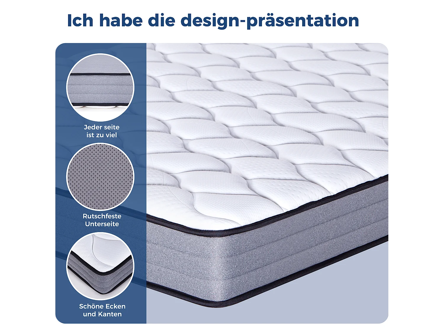 Matelas 140x200 cm, matelas 1 personne ferme H3, 1000 ressorts ensachés, 7 zones, housse Lyocell, 20 cm, OEKO-TEX, blanc