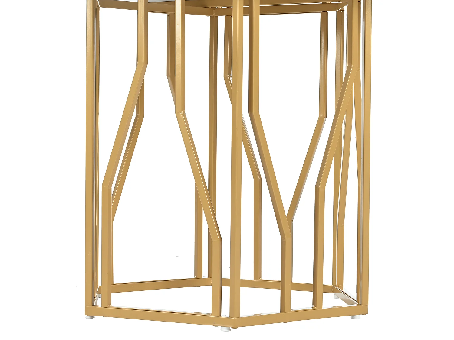 Table à manger hexagonale 115,5x100x75 cm, table de cuisine effet marbre avec piètement métal blanche, MDF, pieds dorés