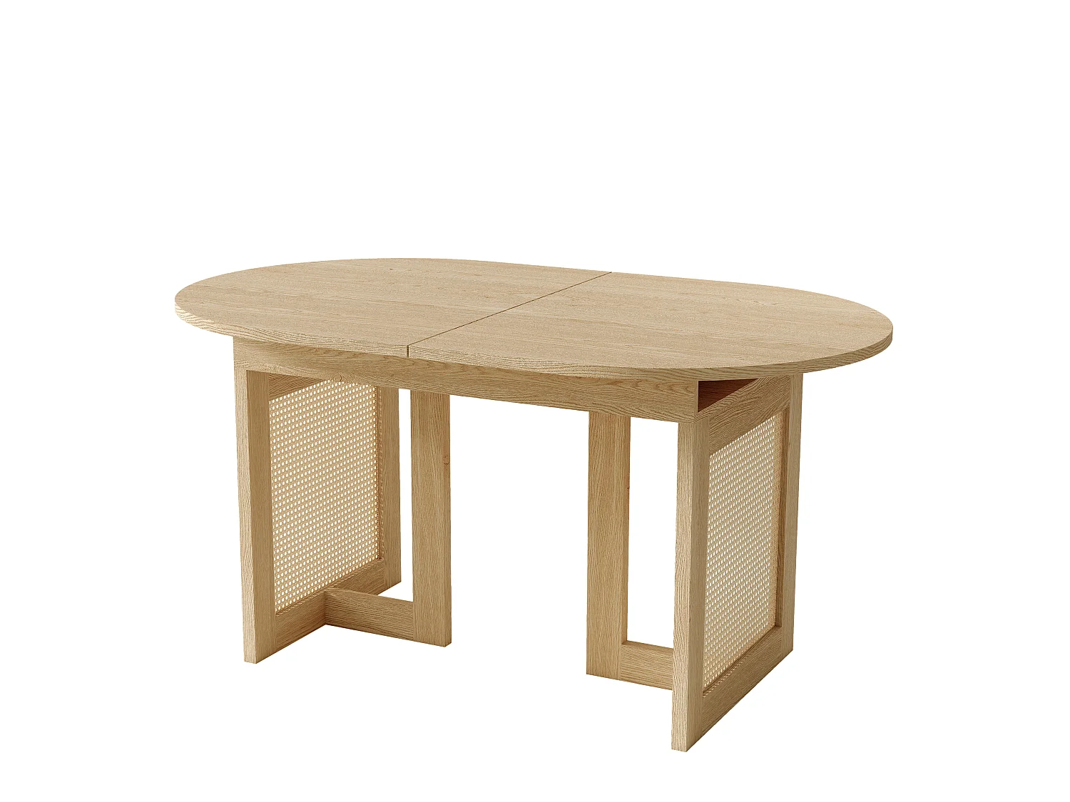 Table à manger extensible 120-160 x 80x75 cm 6-8 personnes - Table de cuisine avec pieds en rotin et coins arrondis - chêne