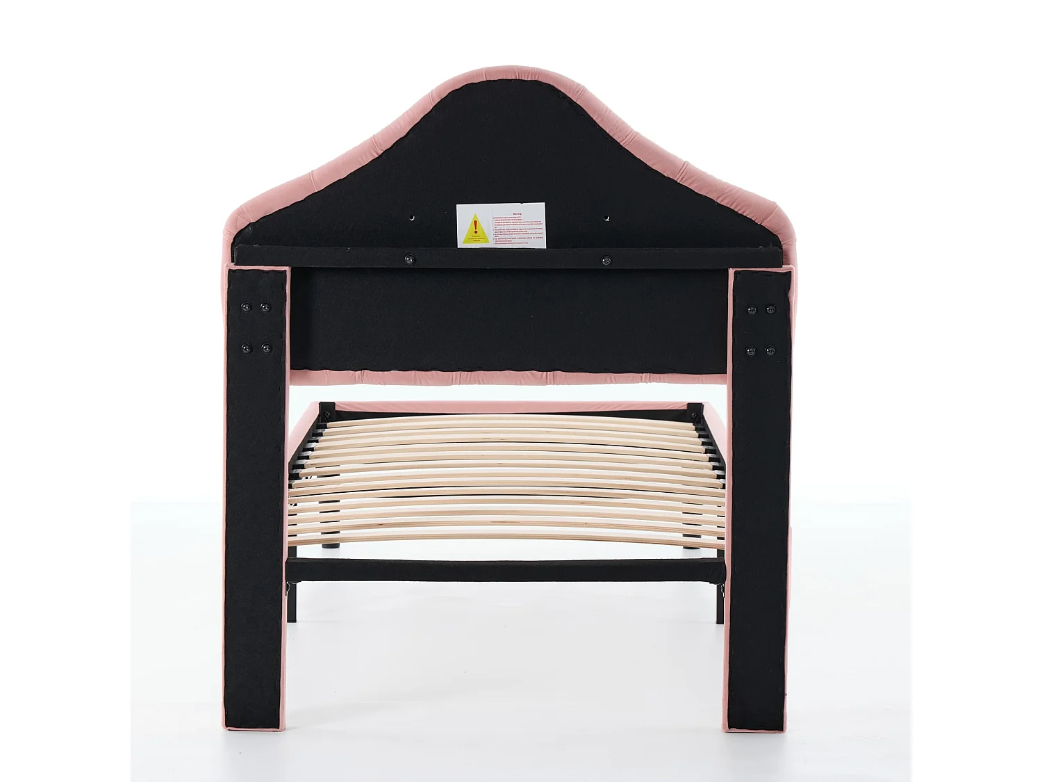 Lit 1 place 90/200 cm – tête de lit réglable, lattes en bois, sans sommier – Velours rose