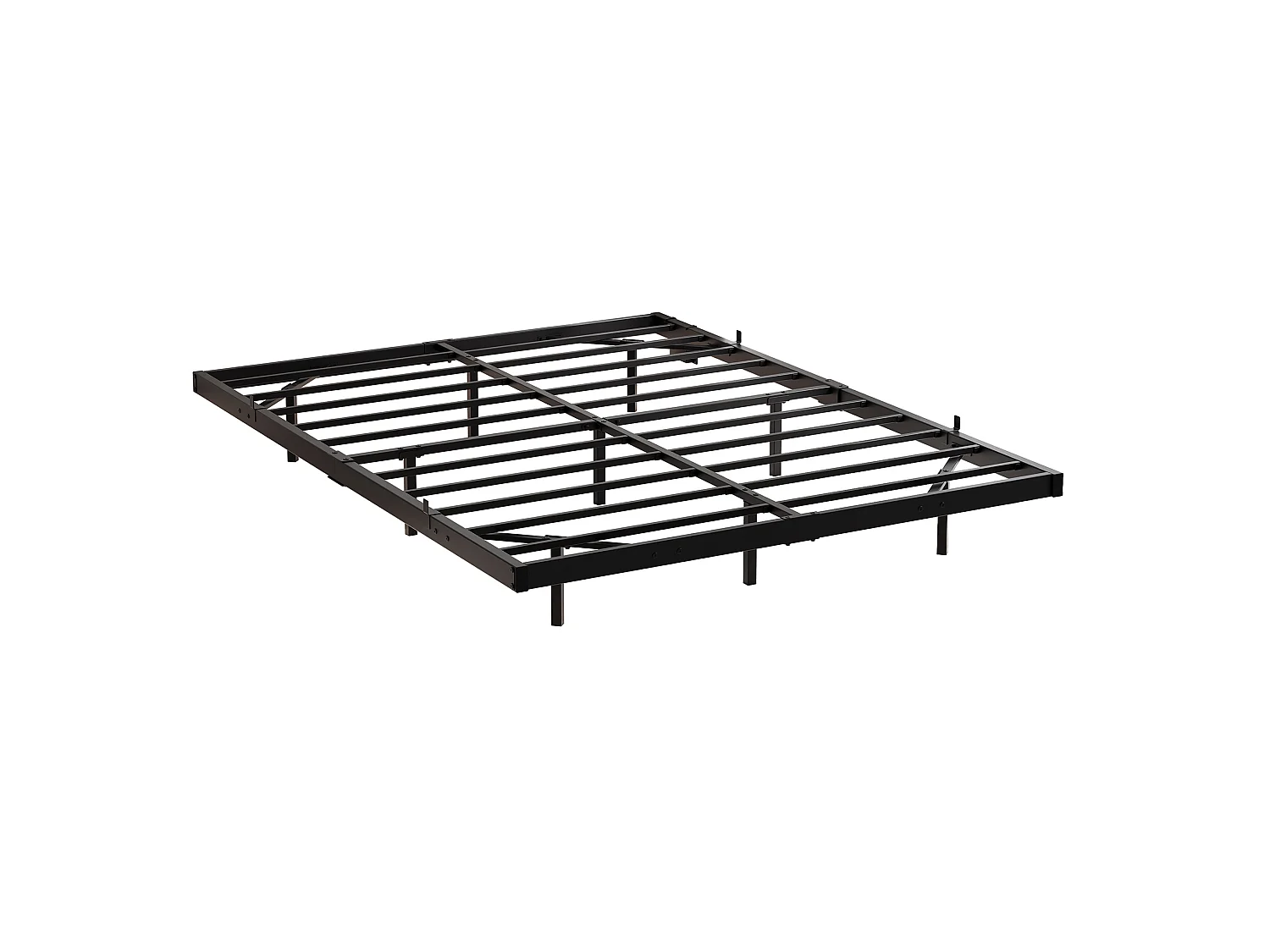 Lit 120/200 cm – effet suspendu, LED, station de charge – Métal noir