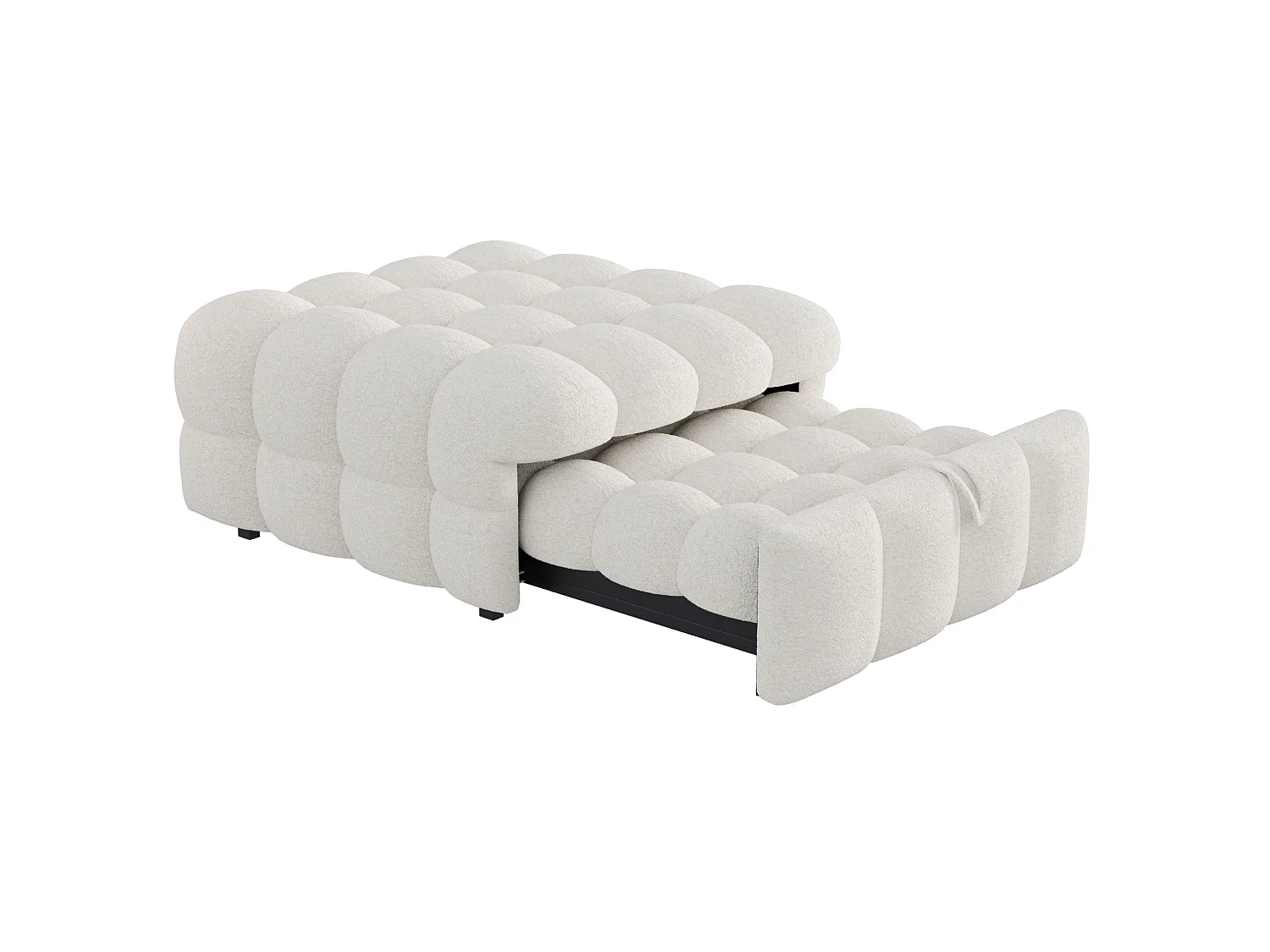 Banquette-lit 183/76/42 cm avec fonction convertible Lammfell-Optik beige