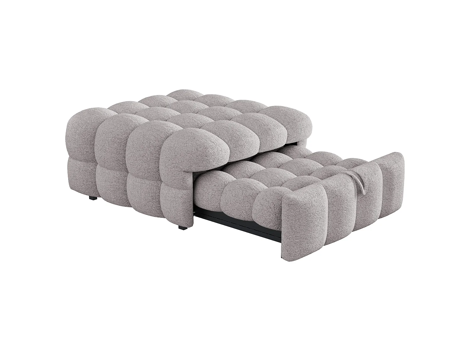 Pouf convertible 2-en-1 183/42/76 cm avec couchage Lammfell-Optik gris – Coussin non inclus
