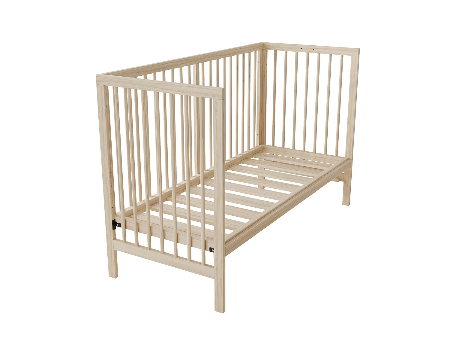 Lit bébé évolutif 140/60/90 cm – réglable en hauteur, transformable en cododo, bureau – Bois massif naturel – Matelas non inclus