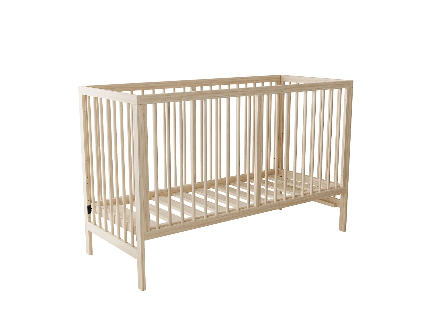 Lit bébé évolutif 140/60/90 cm – réglable en hauteur, transformable en cododo, bureau – Bois massif naturel – Matelas non inclus