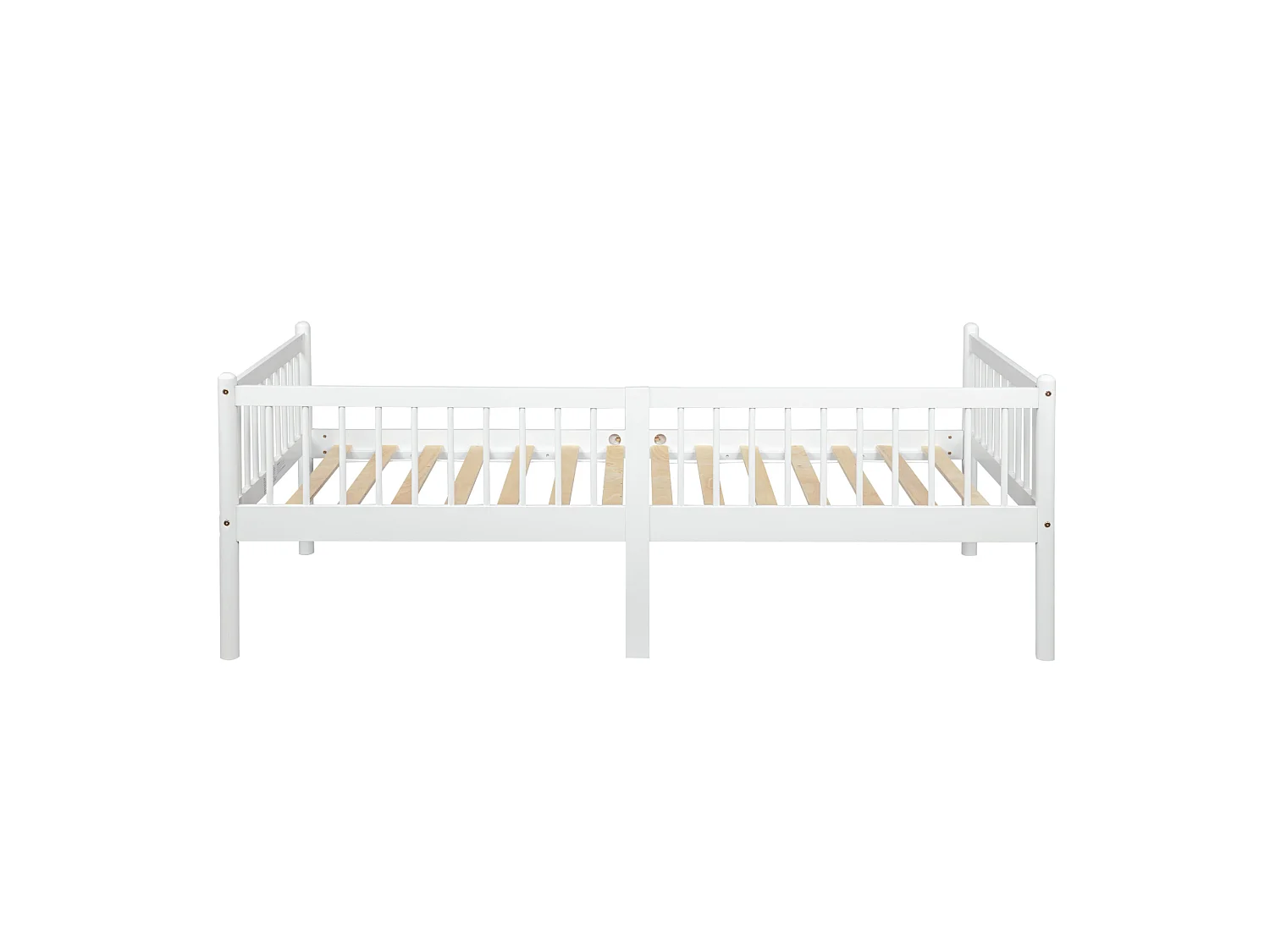 Lit banquette 208.5/97.3/72.4 cm – 3 côtés avec barrières, 14 lattes, rangement sous le lit – Pin blanc – Matelas non inclus