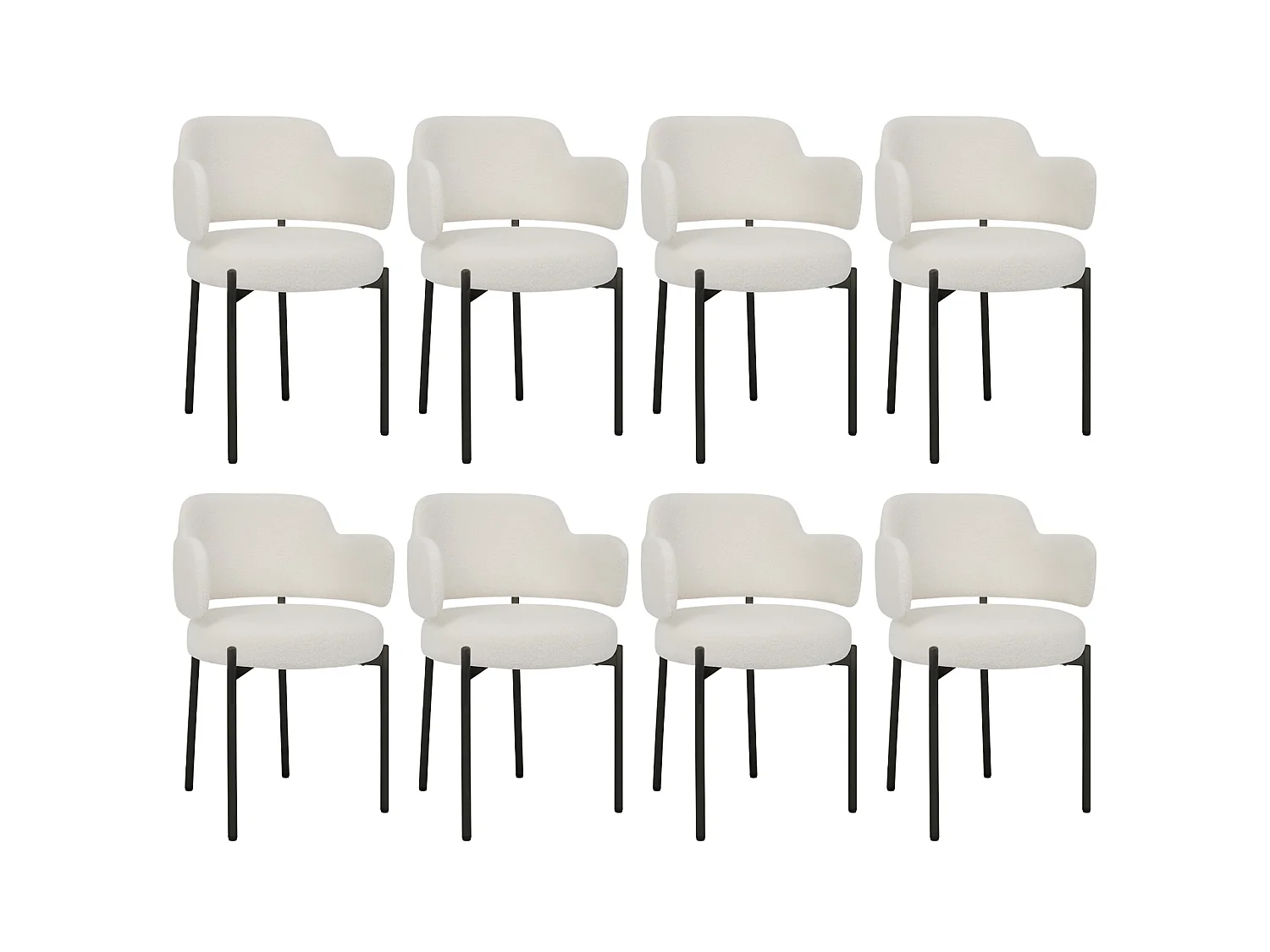 Chaises de Salle à Manger Bouclettes Rembourrées avec Accoudoirs - Dossier Découpé, Éponge Épaisse, Fauteuil Salon Cuisine Coiffeuse, Ergonomique