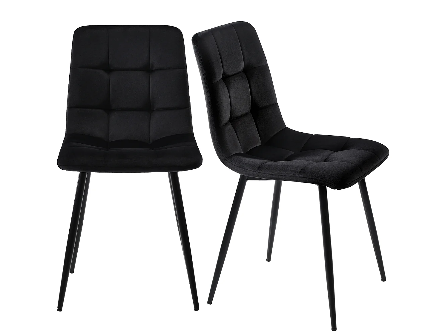Lot de 4 Chaises de Salle à Manger, Chaises Tapissées avec Pieds en Fer, Salon, Velours, noir