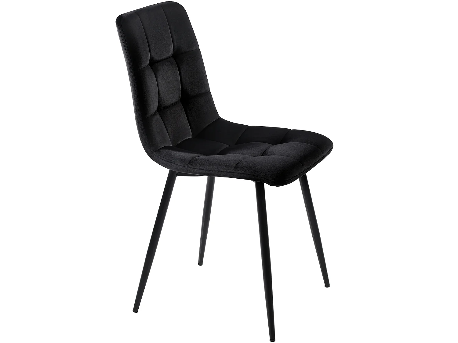 Lot de 4 Chaises de Salle à Manger, Chaises Tapissées avec Pieds en Fer, Salon, Velours, noir