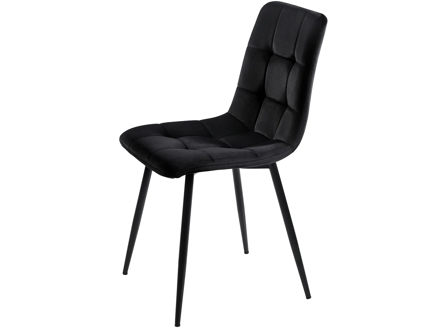Lot de 4 Chaises de Salle à Manger, Chaises Tapissées avec Pieds en Fer, Salon, Velours, noir